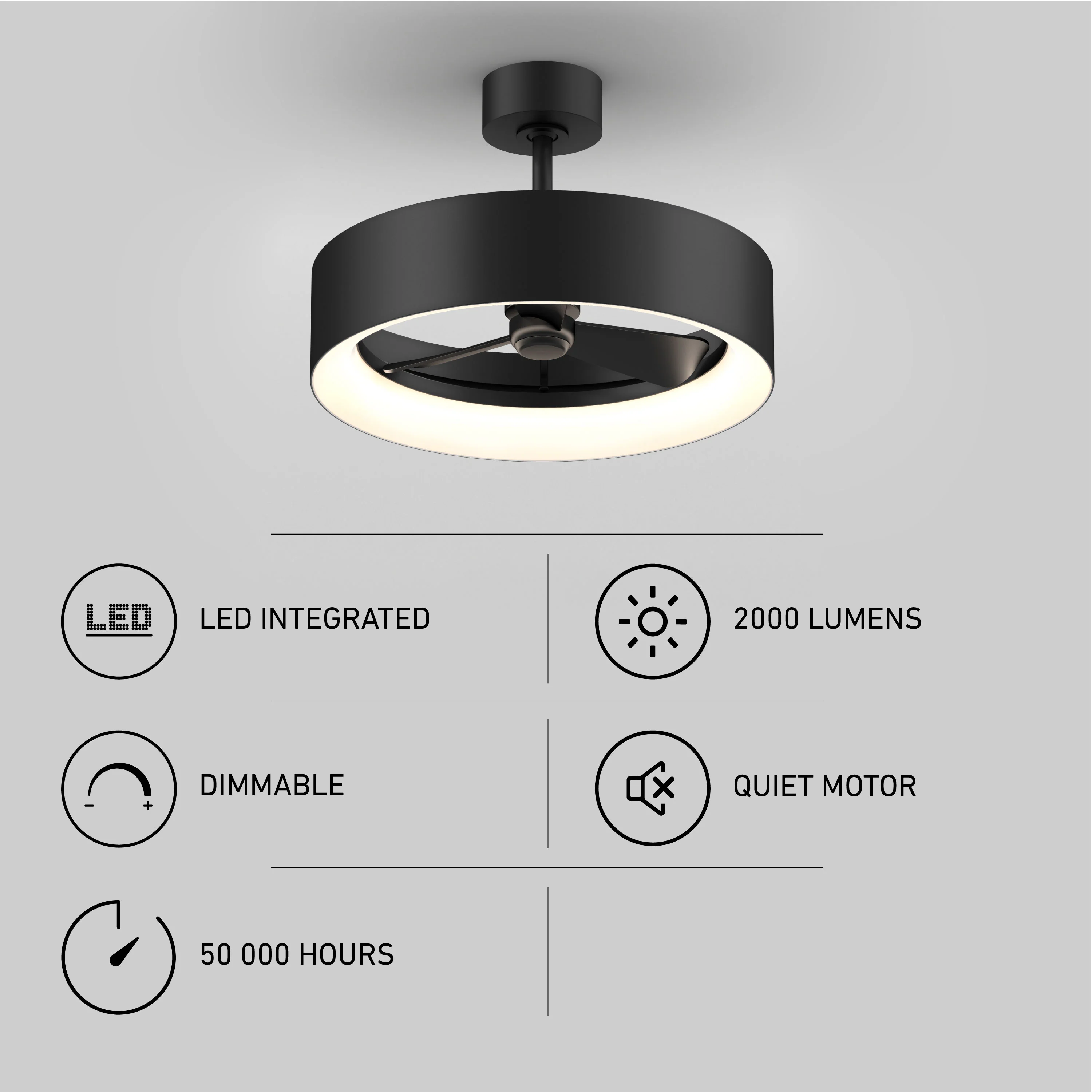 Aiden 24 in. LED modern ceiling fan 3 speeds - with remote - Image 10