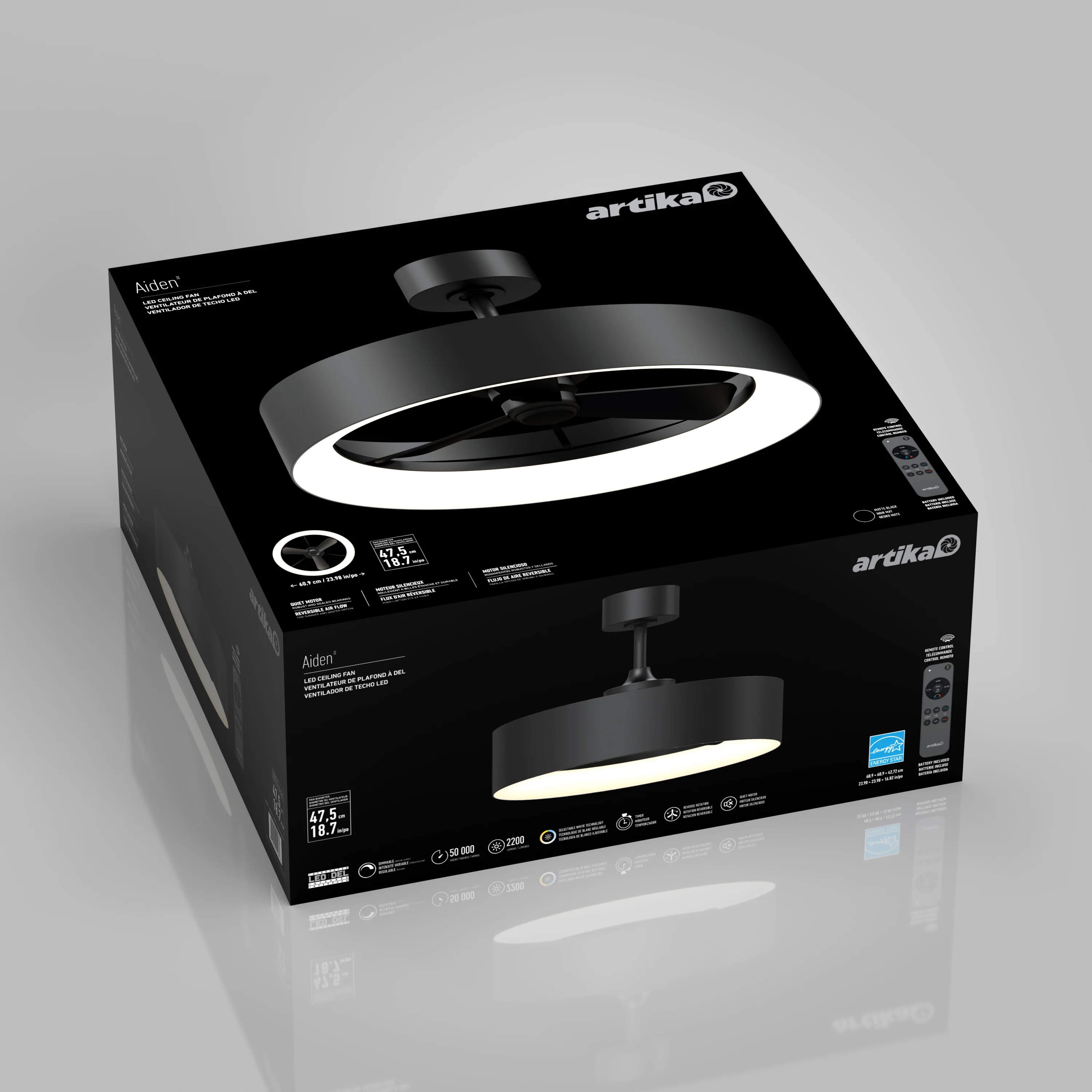 Aiden 24 in. LED modern ceiling fan 3 speeds - with remote - Image 11