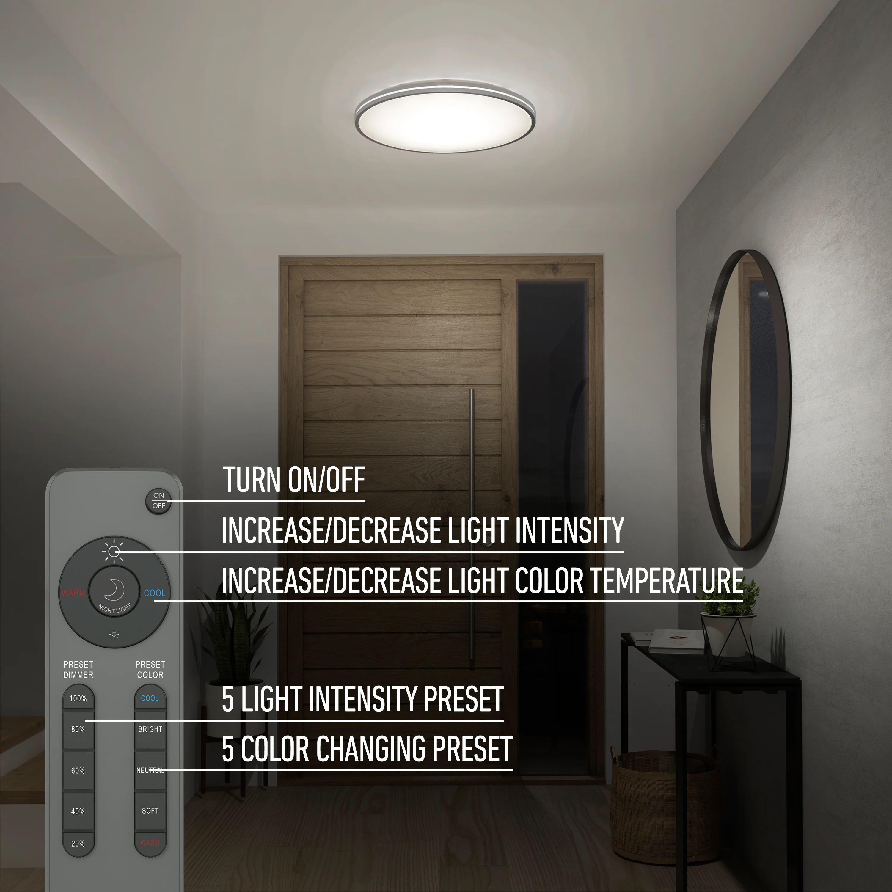 Athos 21 in. LED flush mount light  - with remote - Image 21