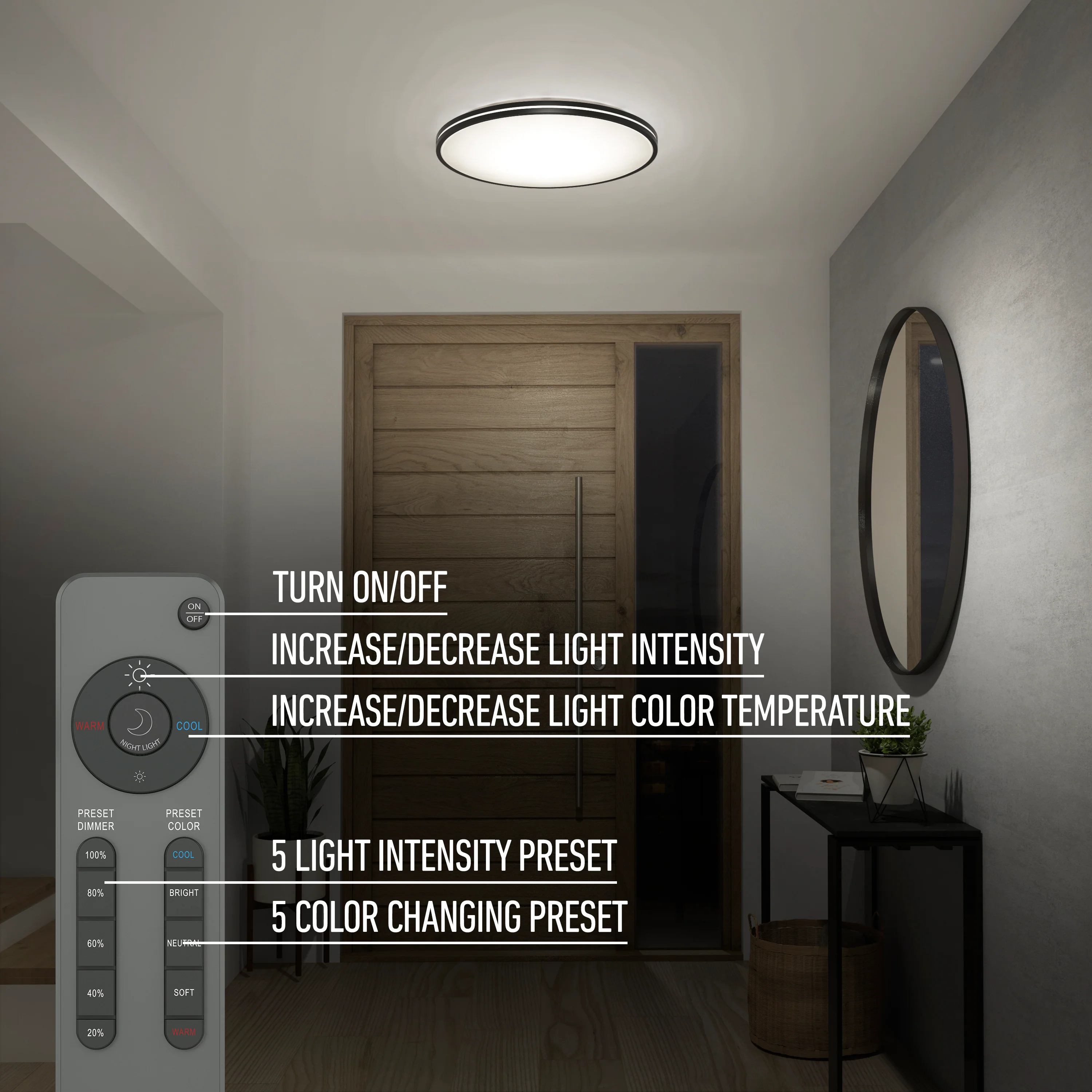 Athos 21 in. LED flush mount light  - with remote - Image 8