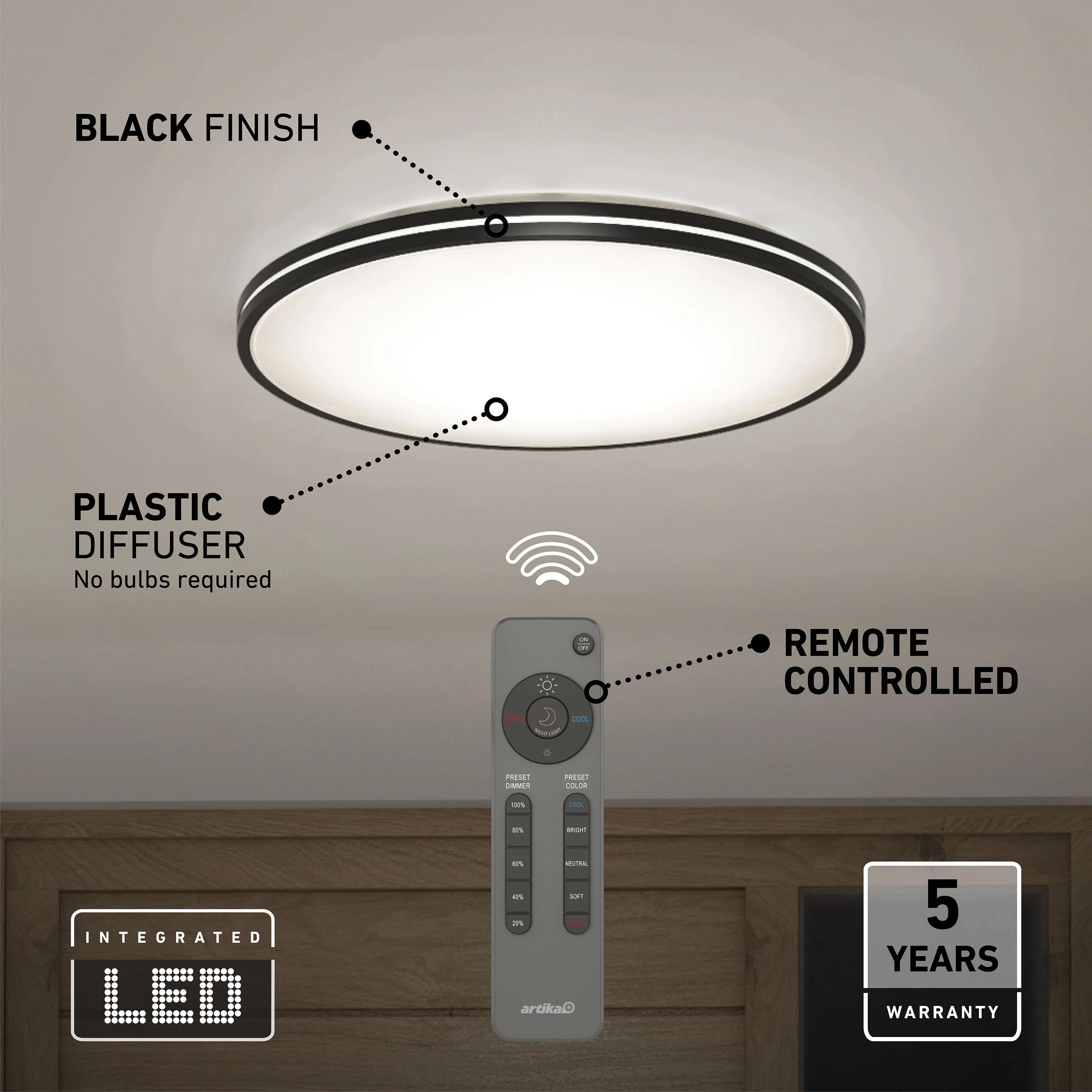 Athos 21 in. LED flush mount light  - with remote - Image 9
