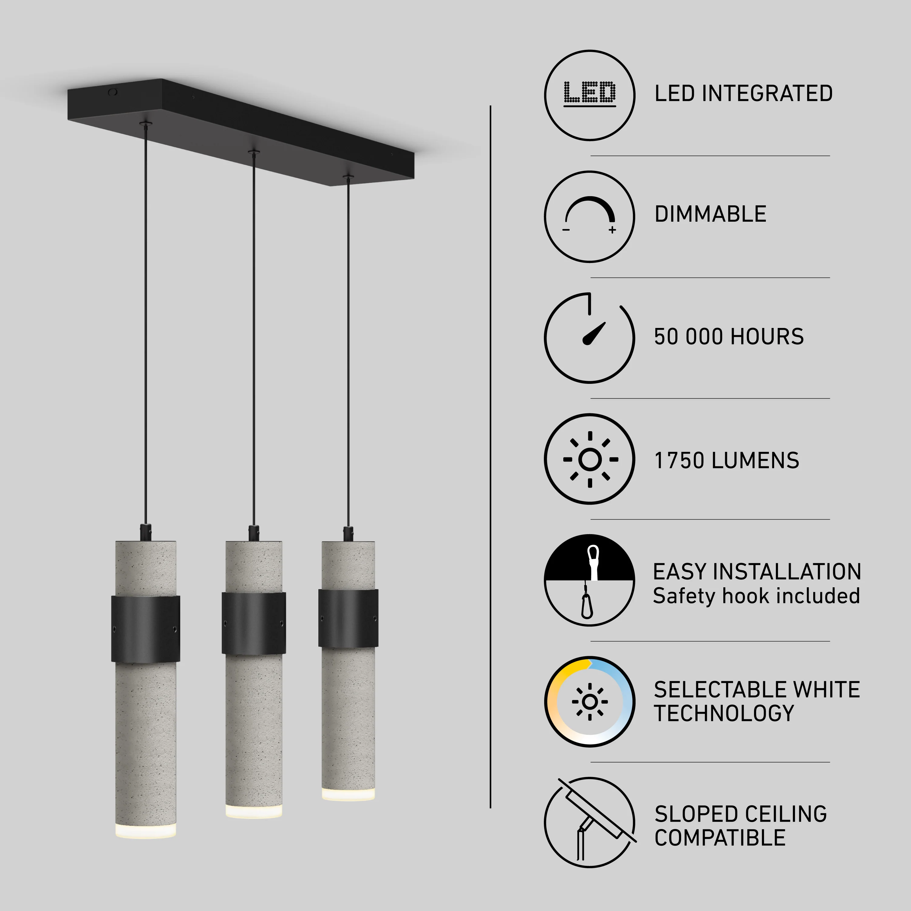 Barden 3-light LED pendant light - Image 10