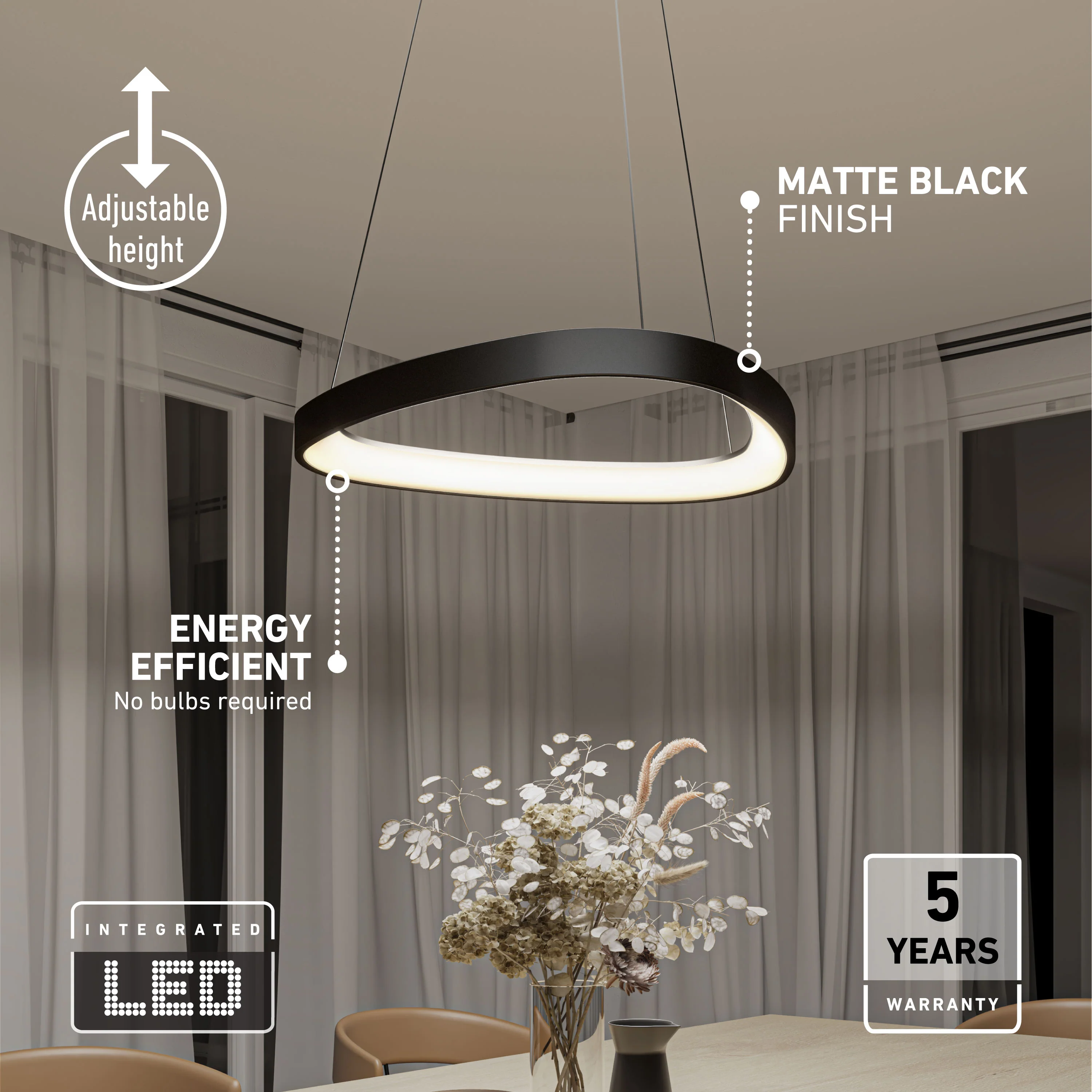 Bjorn modern LED pendant light 5 CCT - Image 13