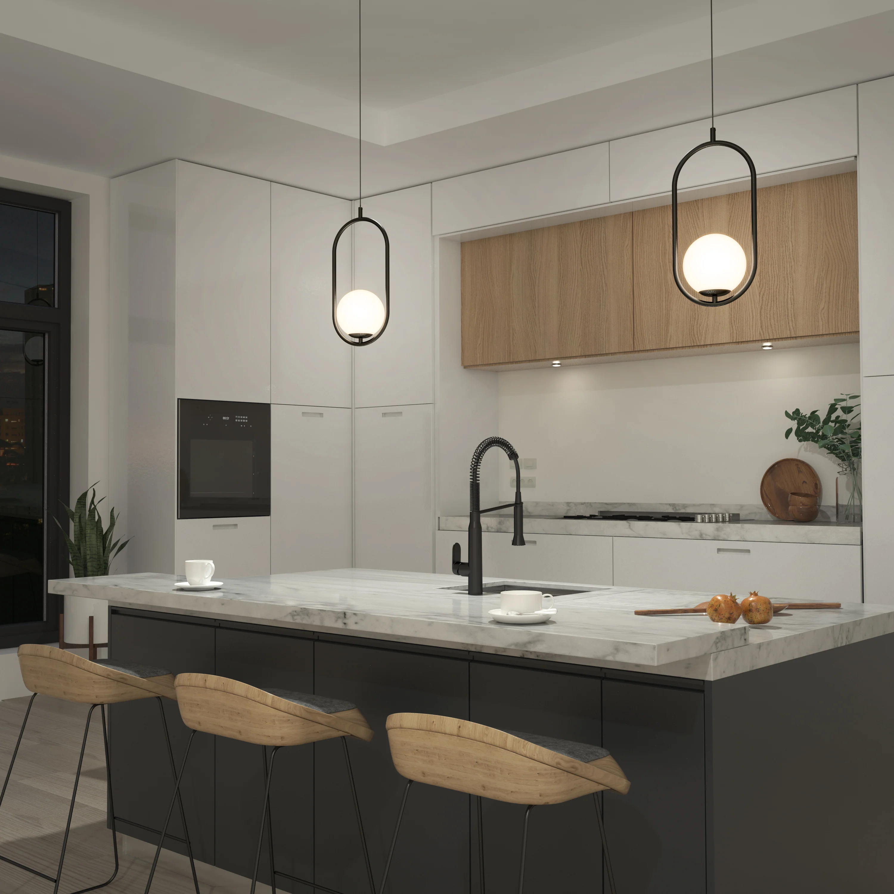 Bloom mid-century LED pendant light - Image 2