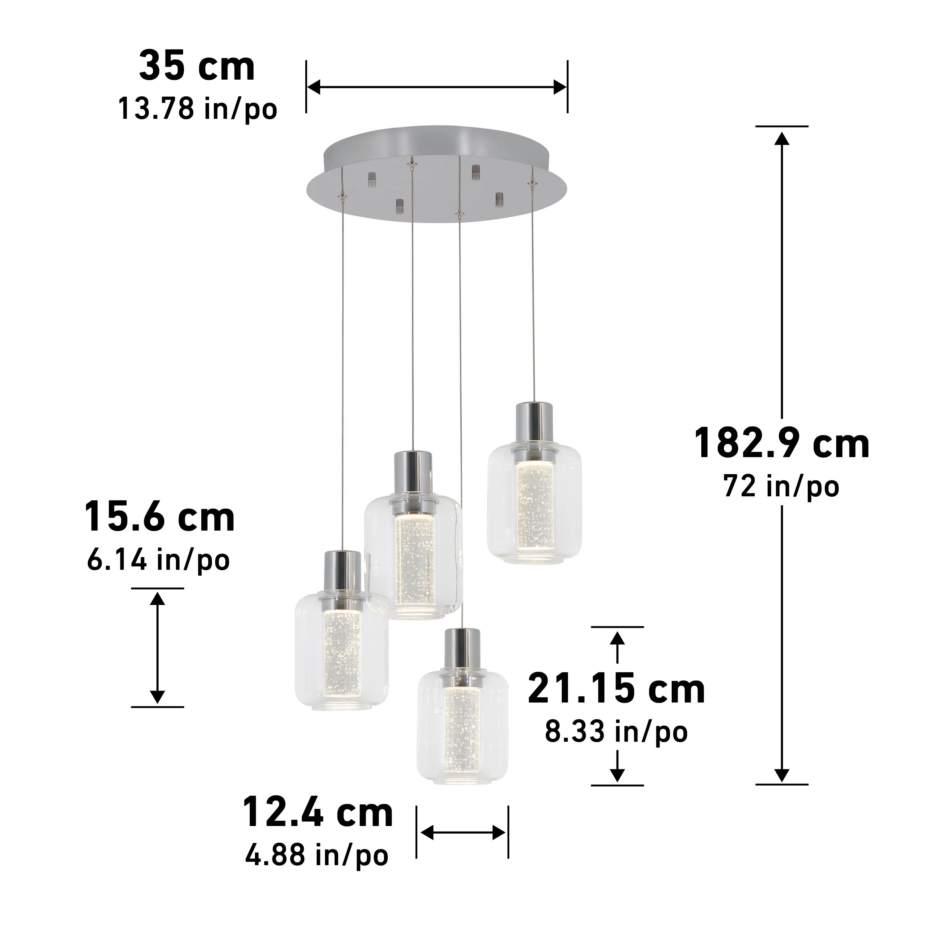 Champagne Globe 4-light LED pendant - Image 10