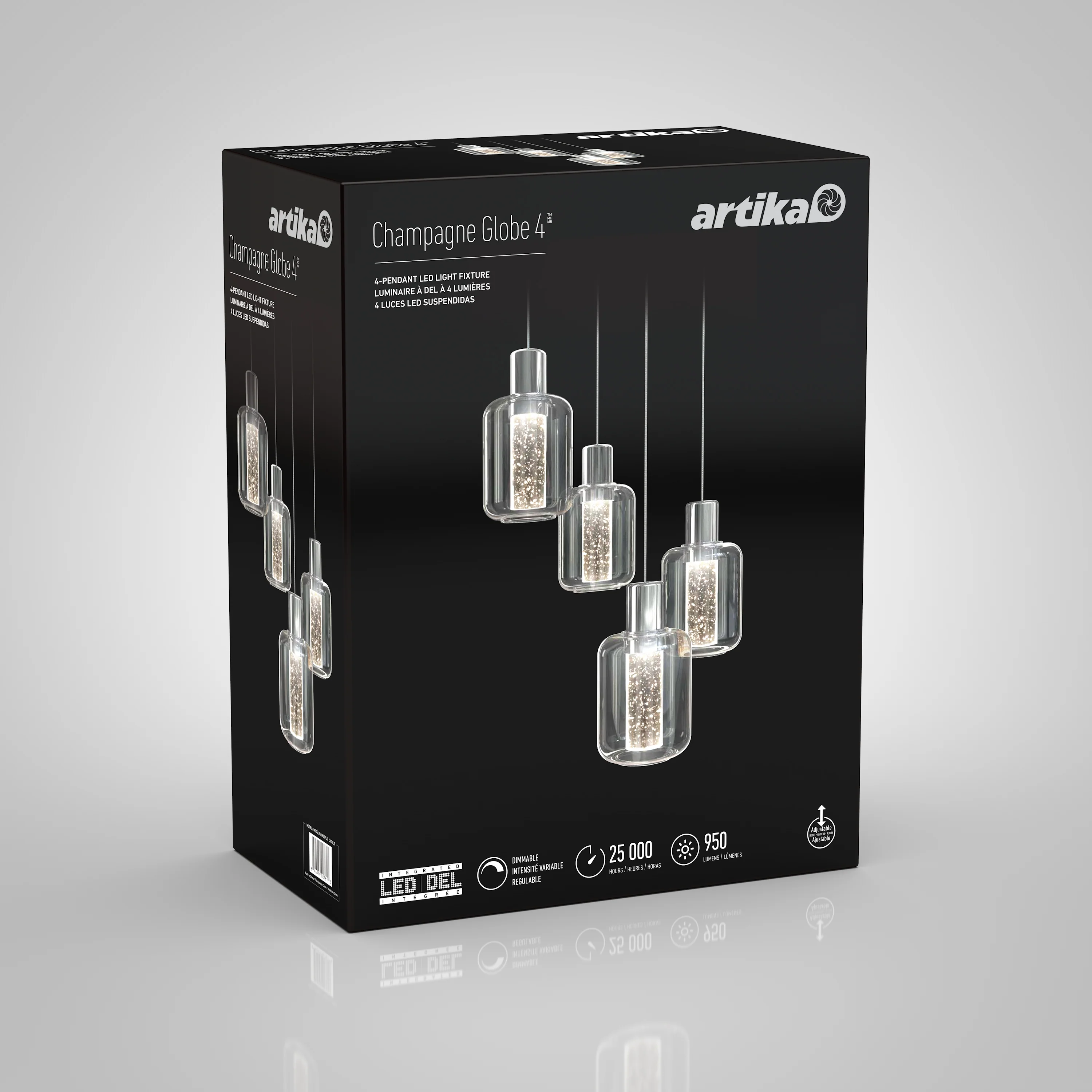 Champagne Globe 4-light LED pendant - Image 8