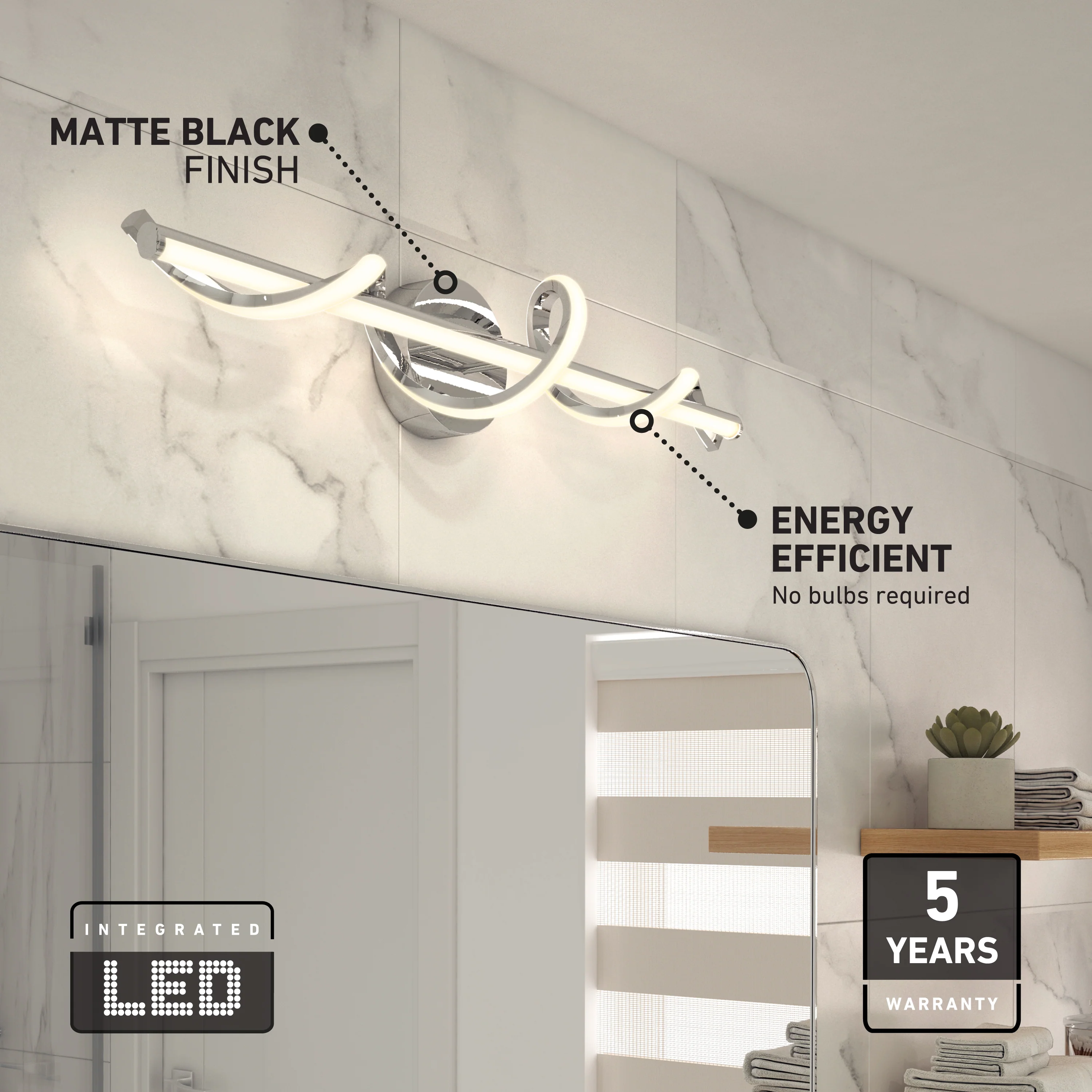 Coda modern LED bathroom vanity light 5 CCT - Image 27