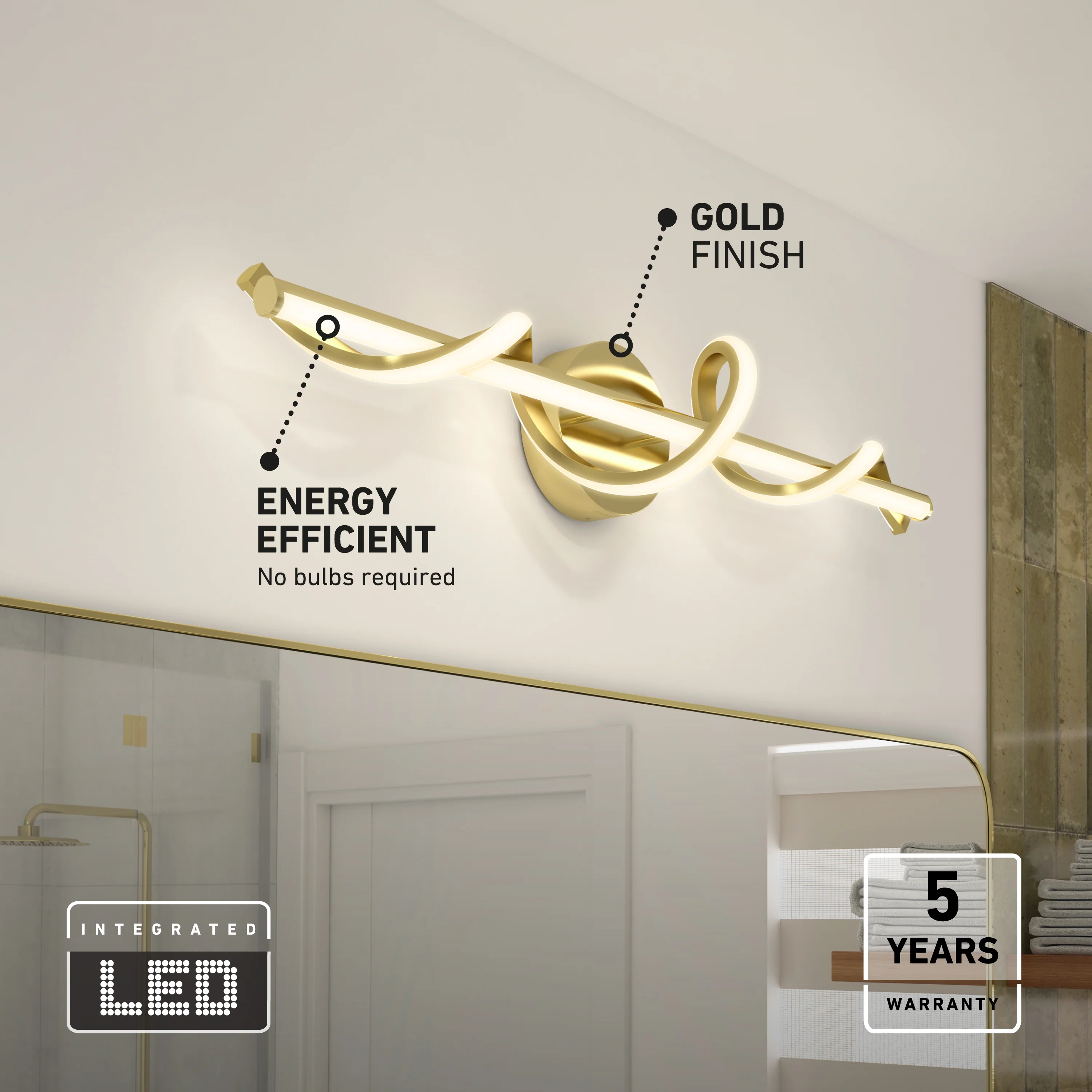Coda modern LED bathroom vanity light 5 CCT - Image 43