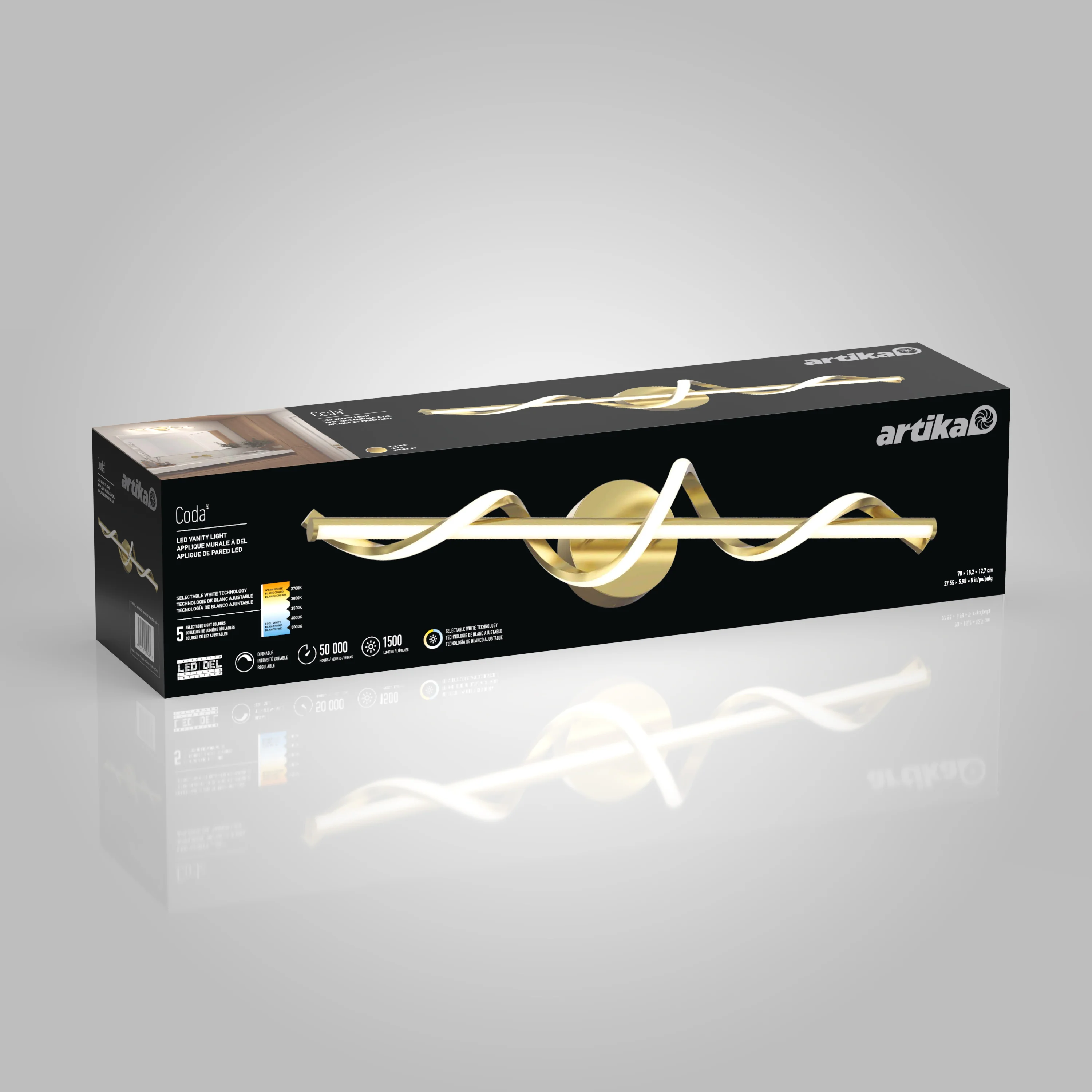 Coda modern LED bathroom vanity light 5 CCT - Image 45