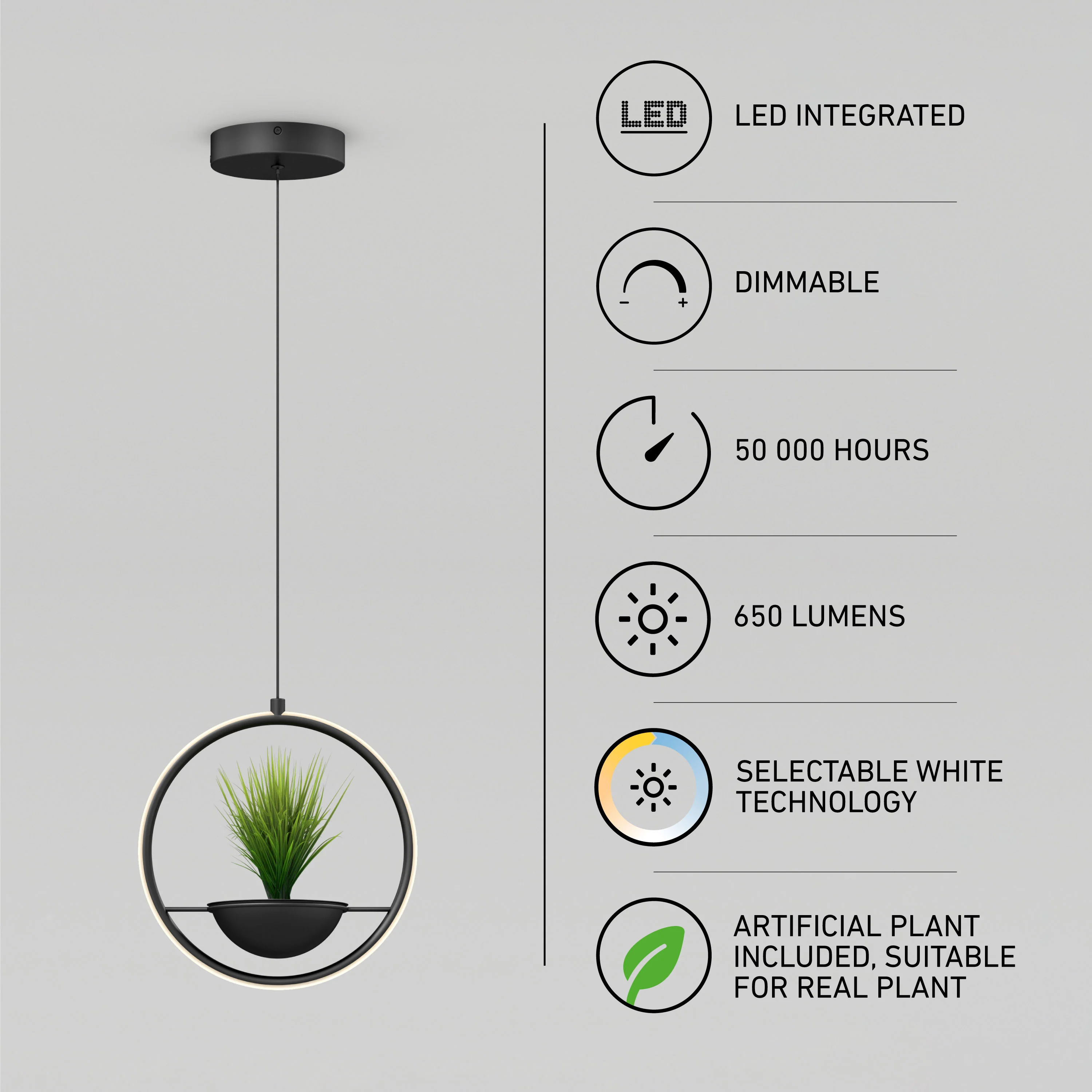 Colin LED modern planter pendant light 5 CCT - Image 10