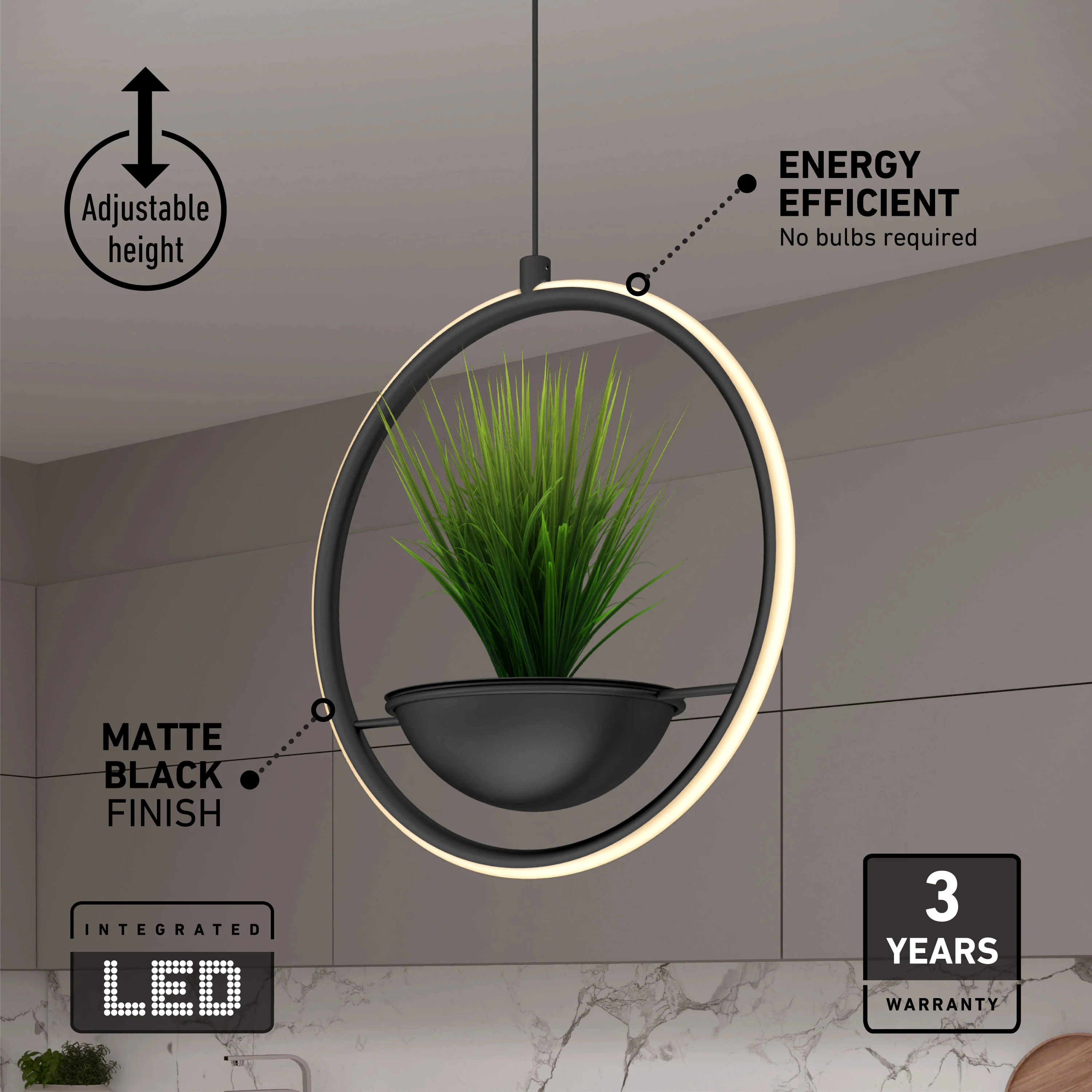Colin LED modern planter pendant light 5 CCT - Image 9