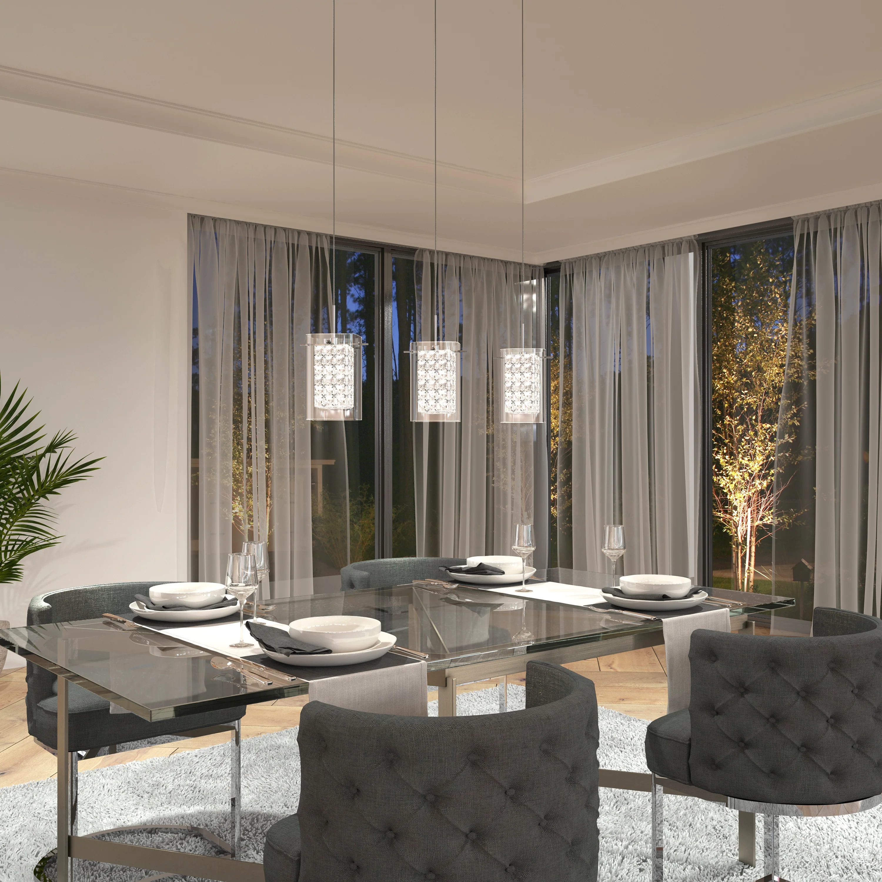 Crystal Cube 3-light LED pendant light - Image 2