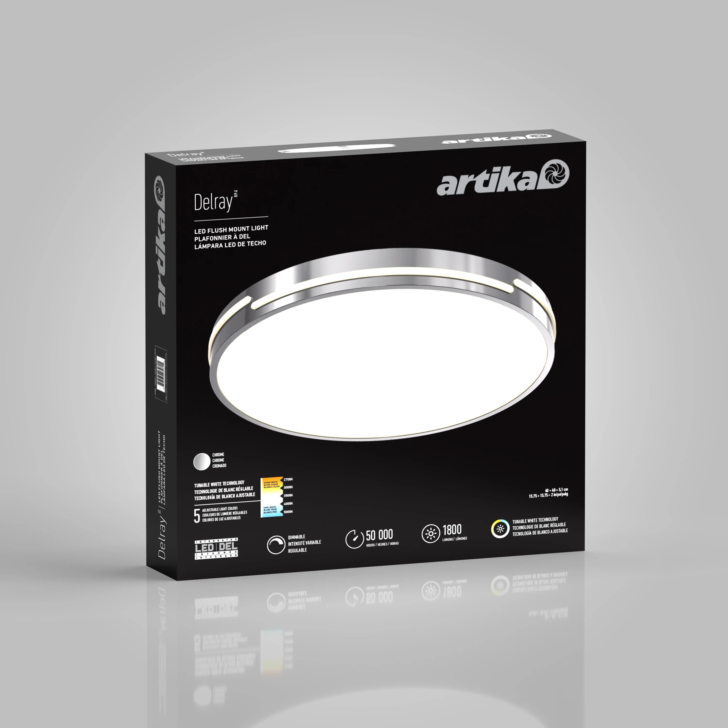 Delray 15.7 in. LED modern flush mount light 5 CCT - Image 18