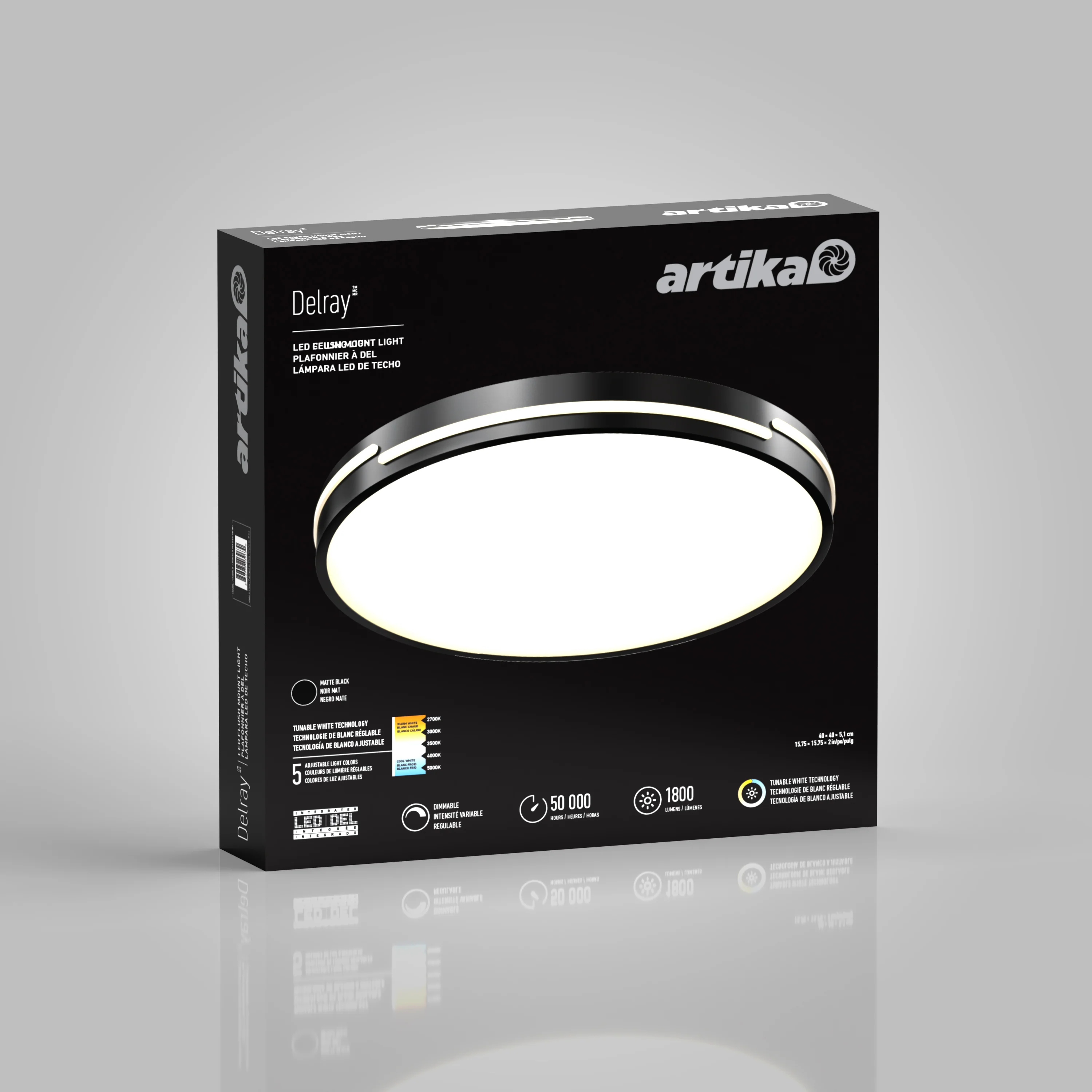 Delray 15.7 in. LED modern flush mount light 5 CCT - Image 8