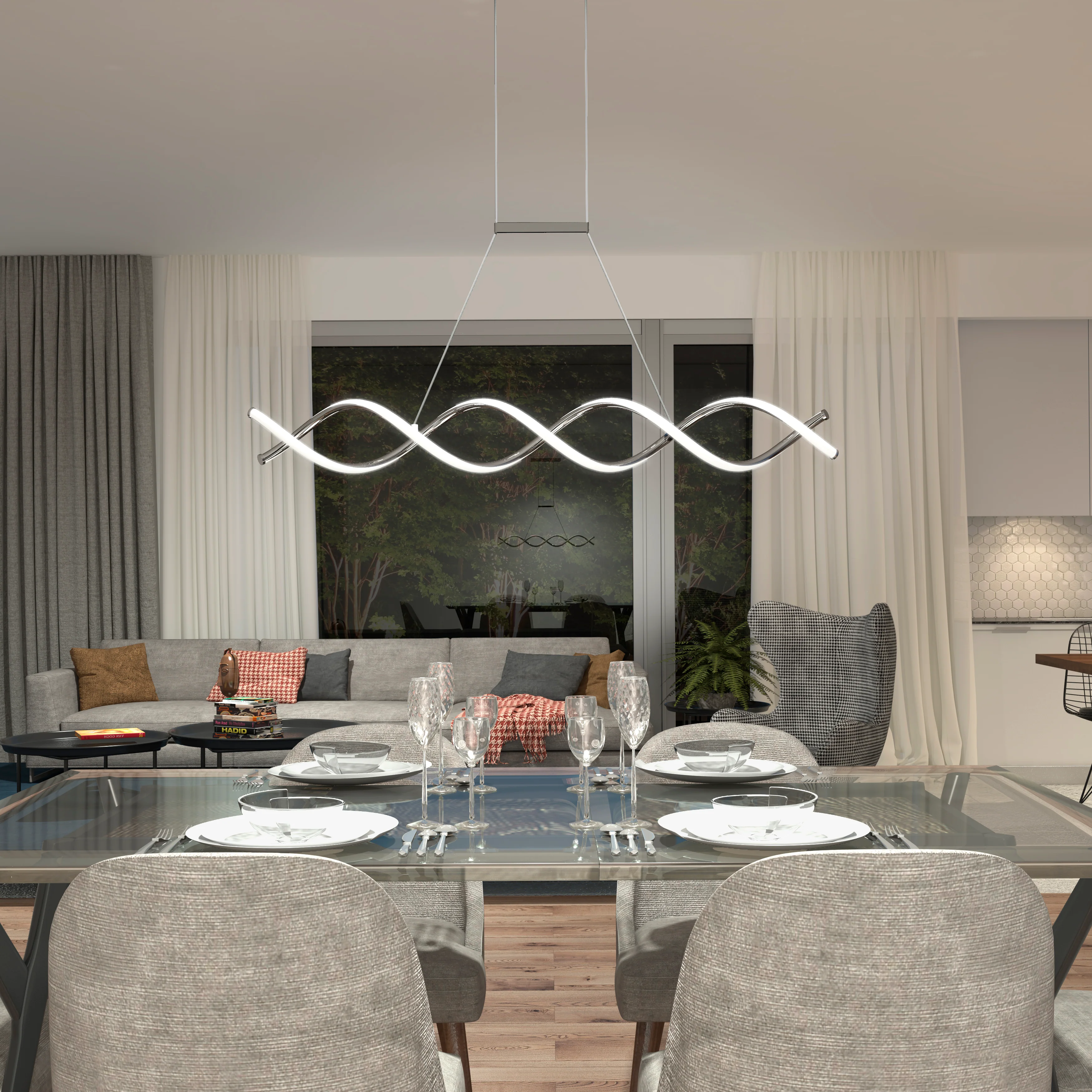 DNA Linear LED modern pendant light - Image 10