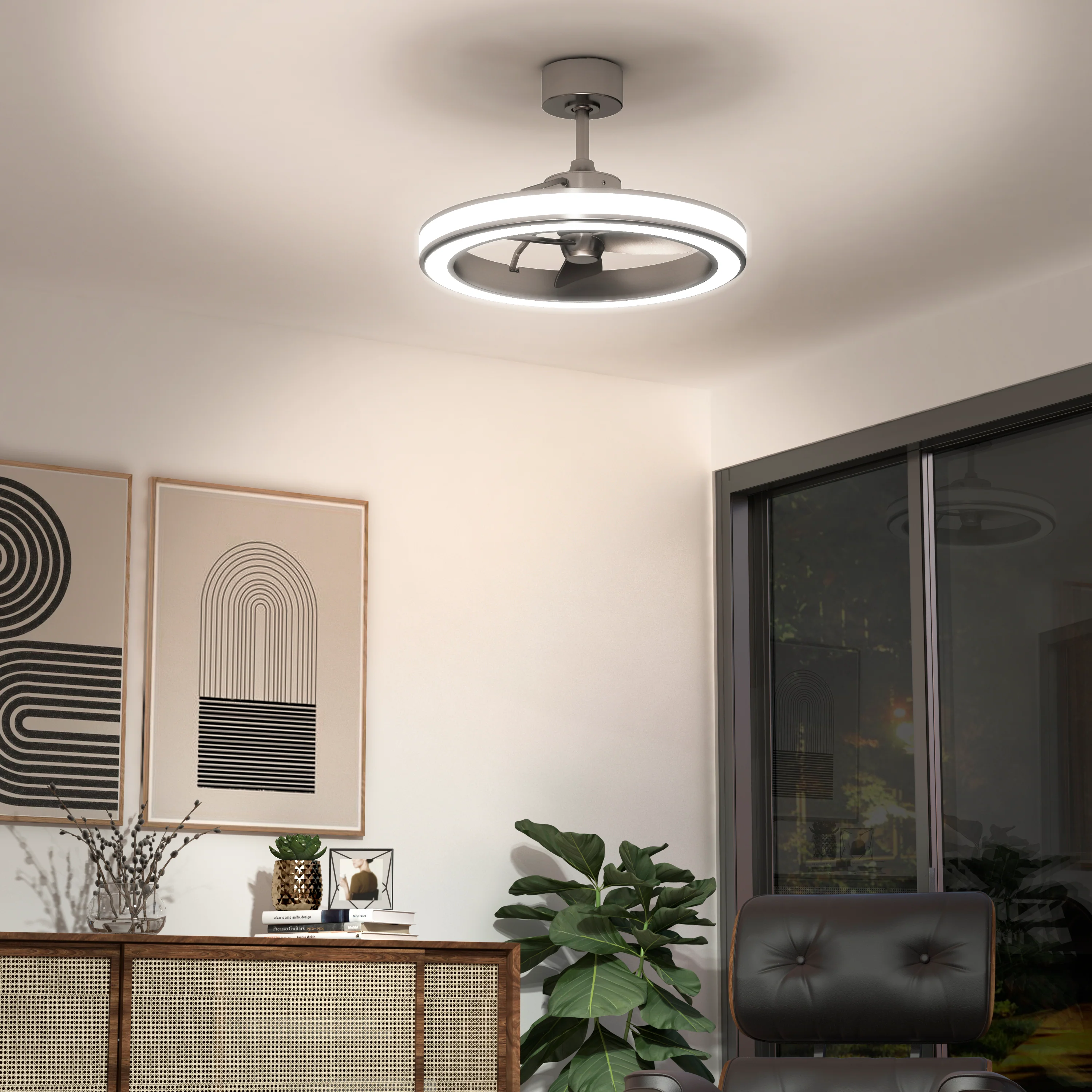 Edwin 25 in. LED modern ceiling fan 3 speeds - with remote - Image 2