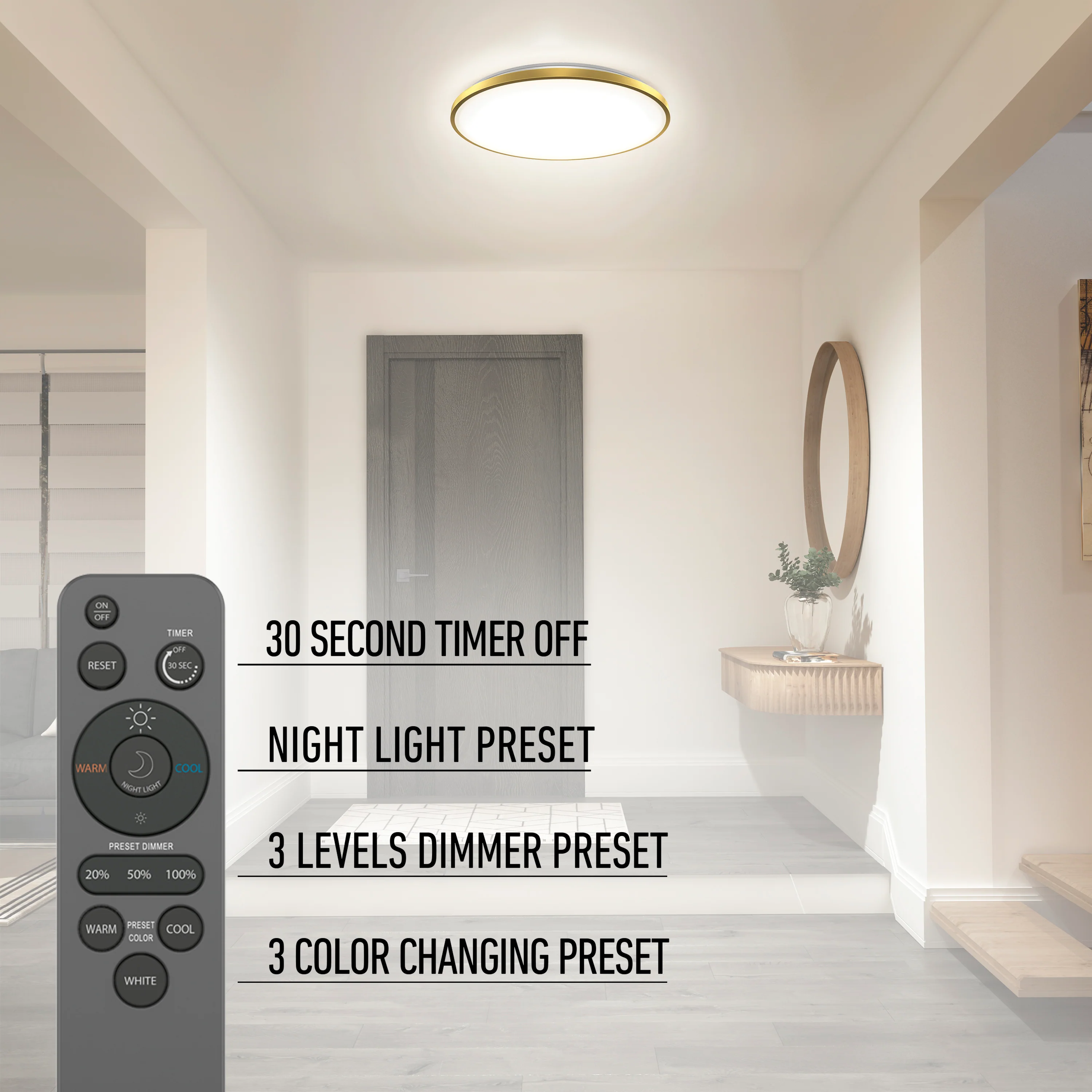 Europa 21 in. LED modern flush mount light - with remote - Image 39