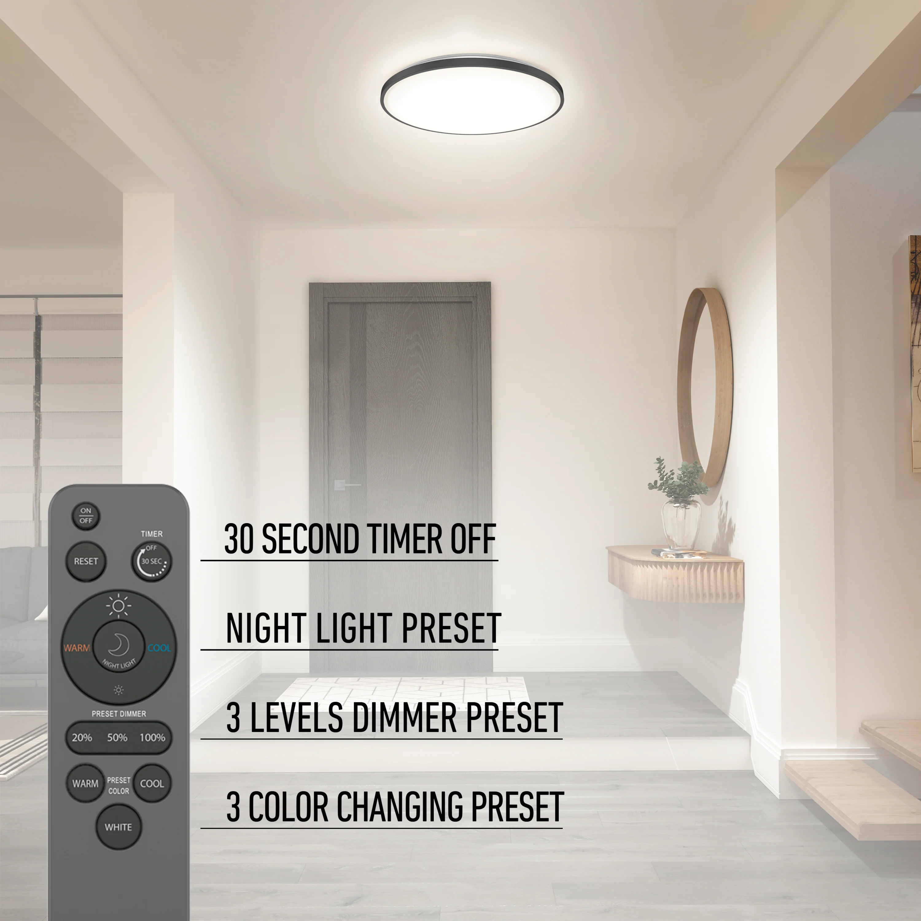 Europa 21 in. LED modern flush mount light - with remote - Image 8