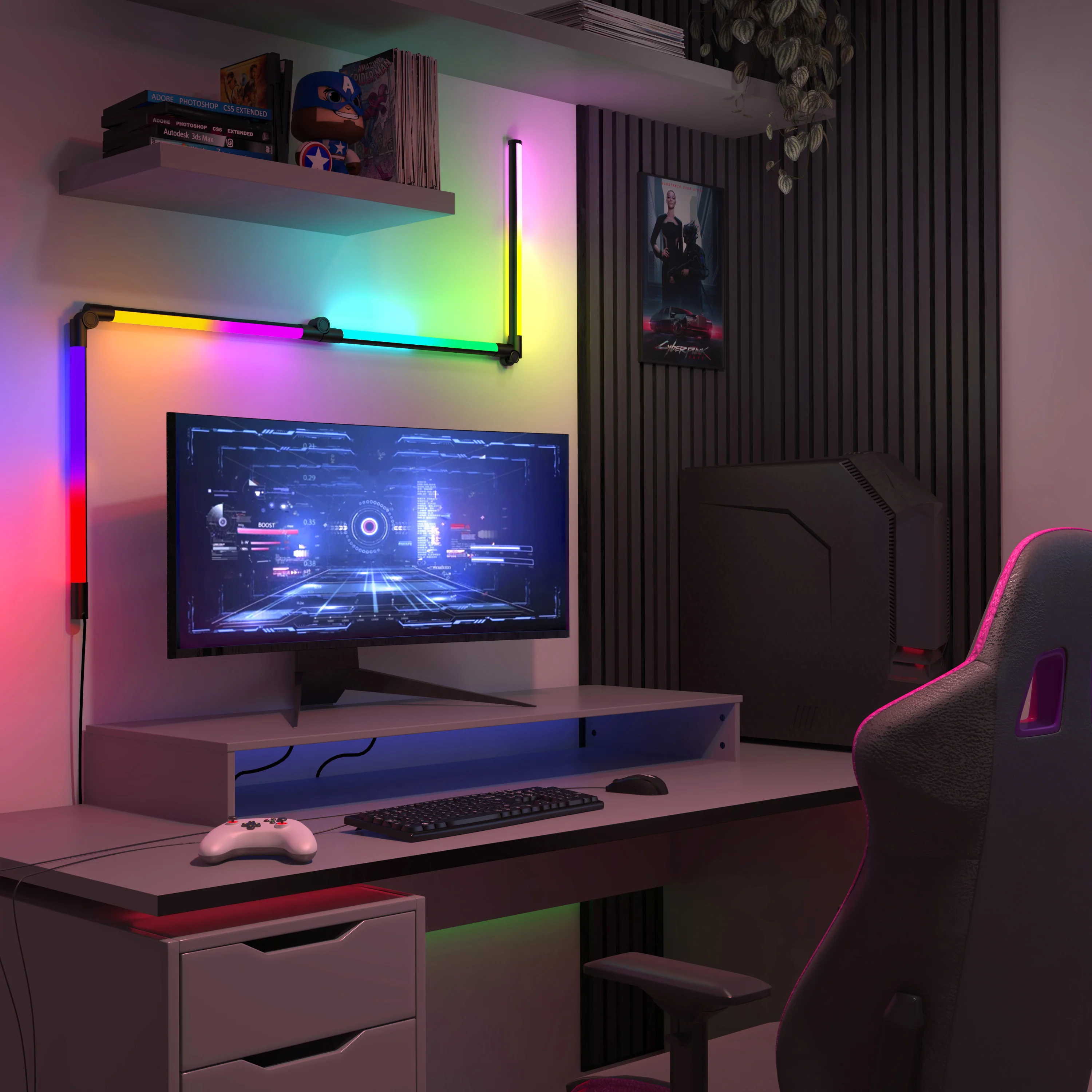 Fitch smart foldable RGB LED gaming floor lamp - Image 11