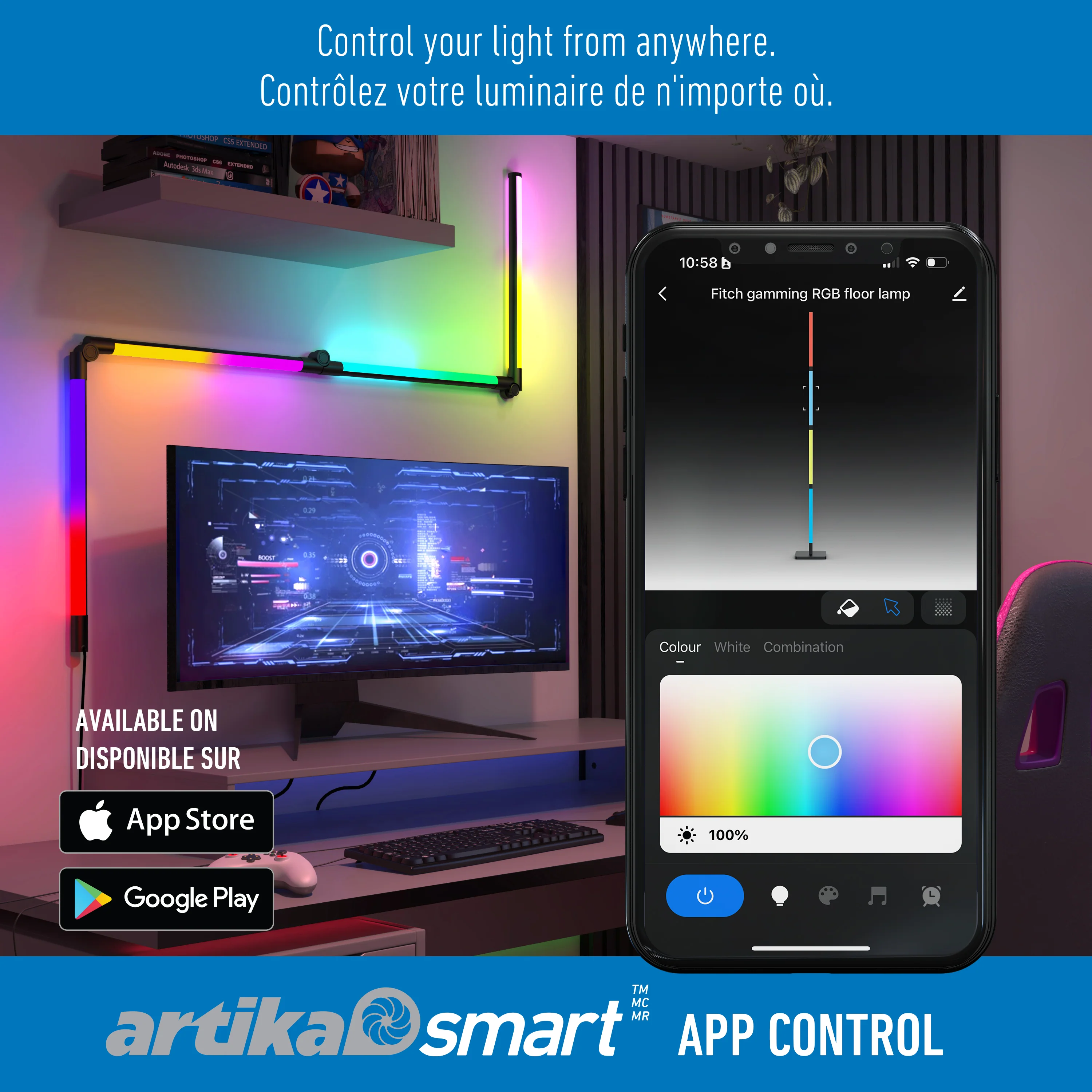 Fitch smart foldable RGB LED gaming floor lamp - Image 15