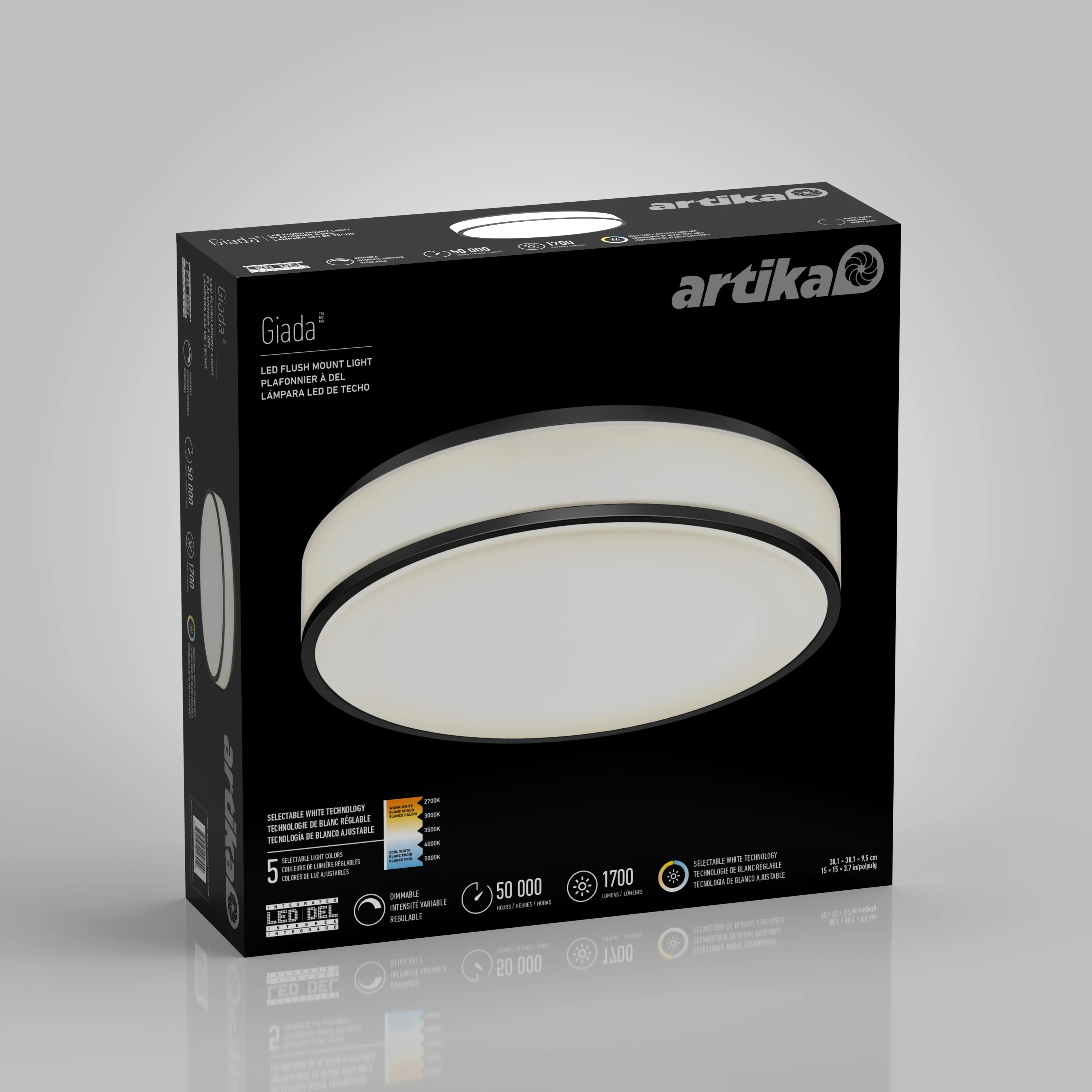 Giada 15 in. LED modern flush mount light 5 CCT - Image 11