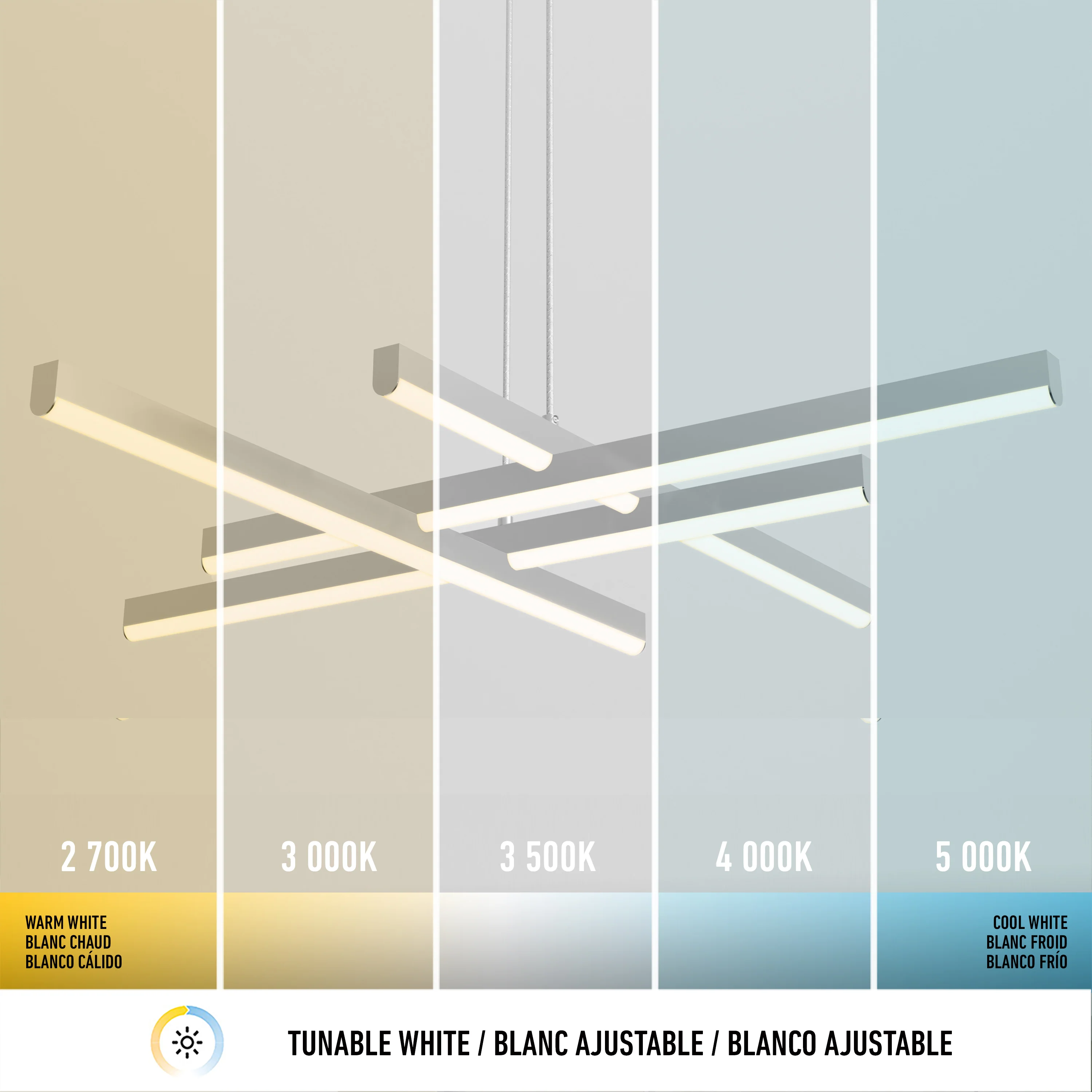 Grid modern LED pendant light 5 CCT - Image 6