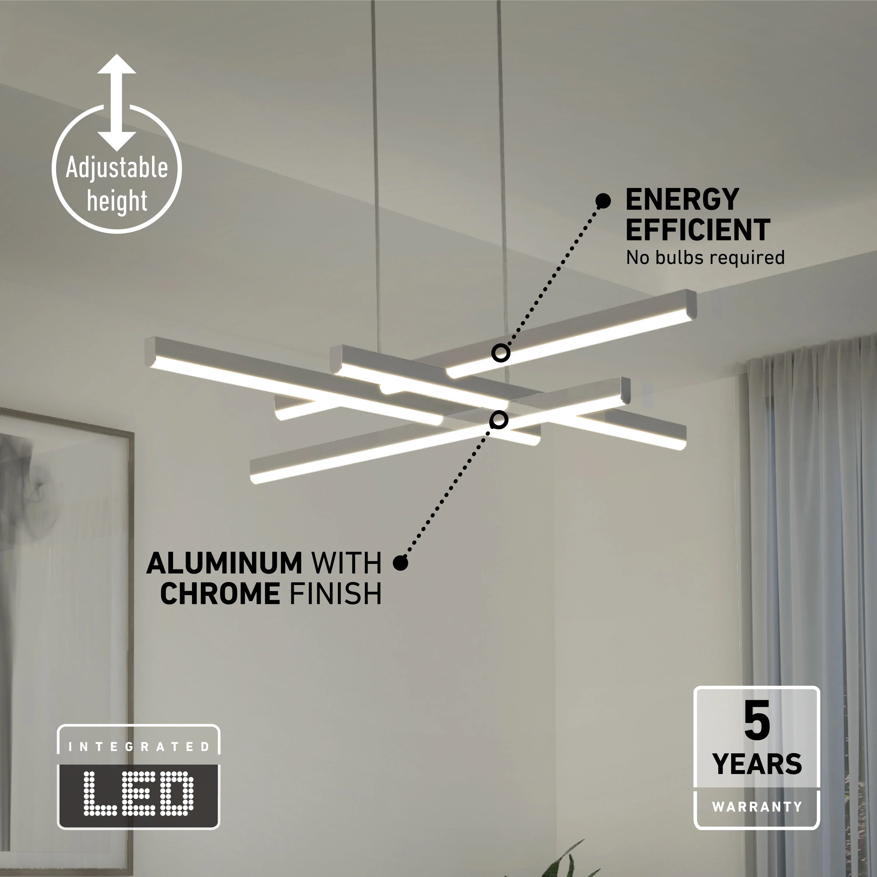 Grid modern LED pendant light 5 CCT - Image 8