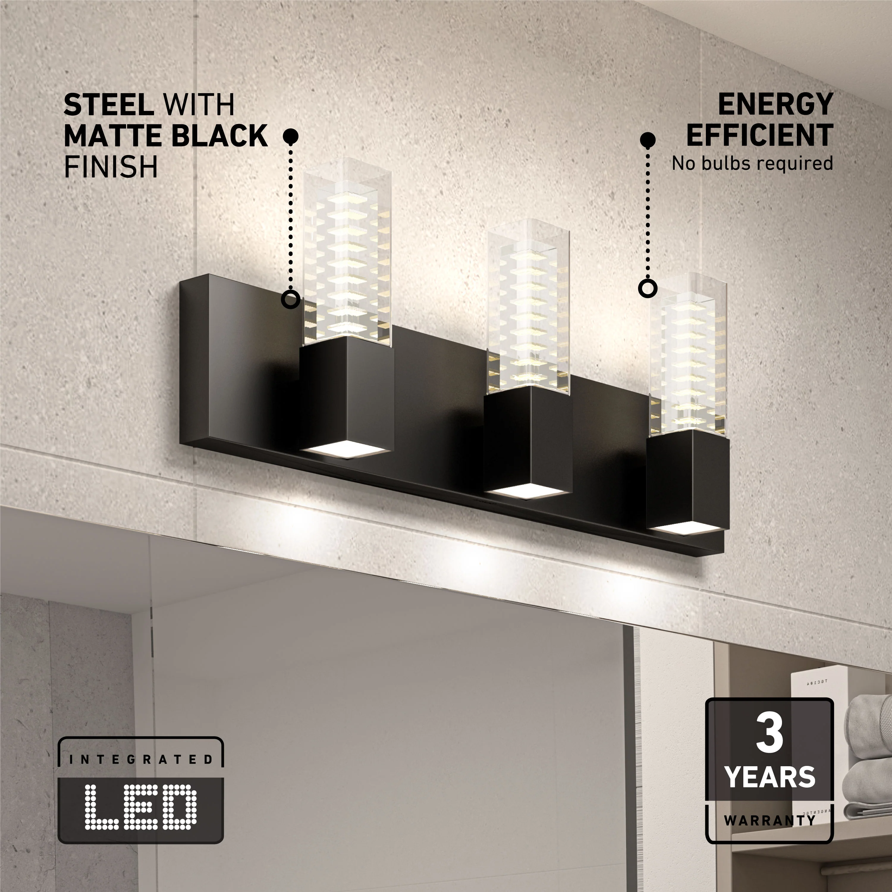 Hologram LED modern bathroom vanity light 5 CCT - Image 10