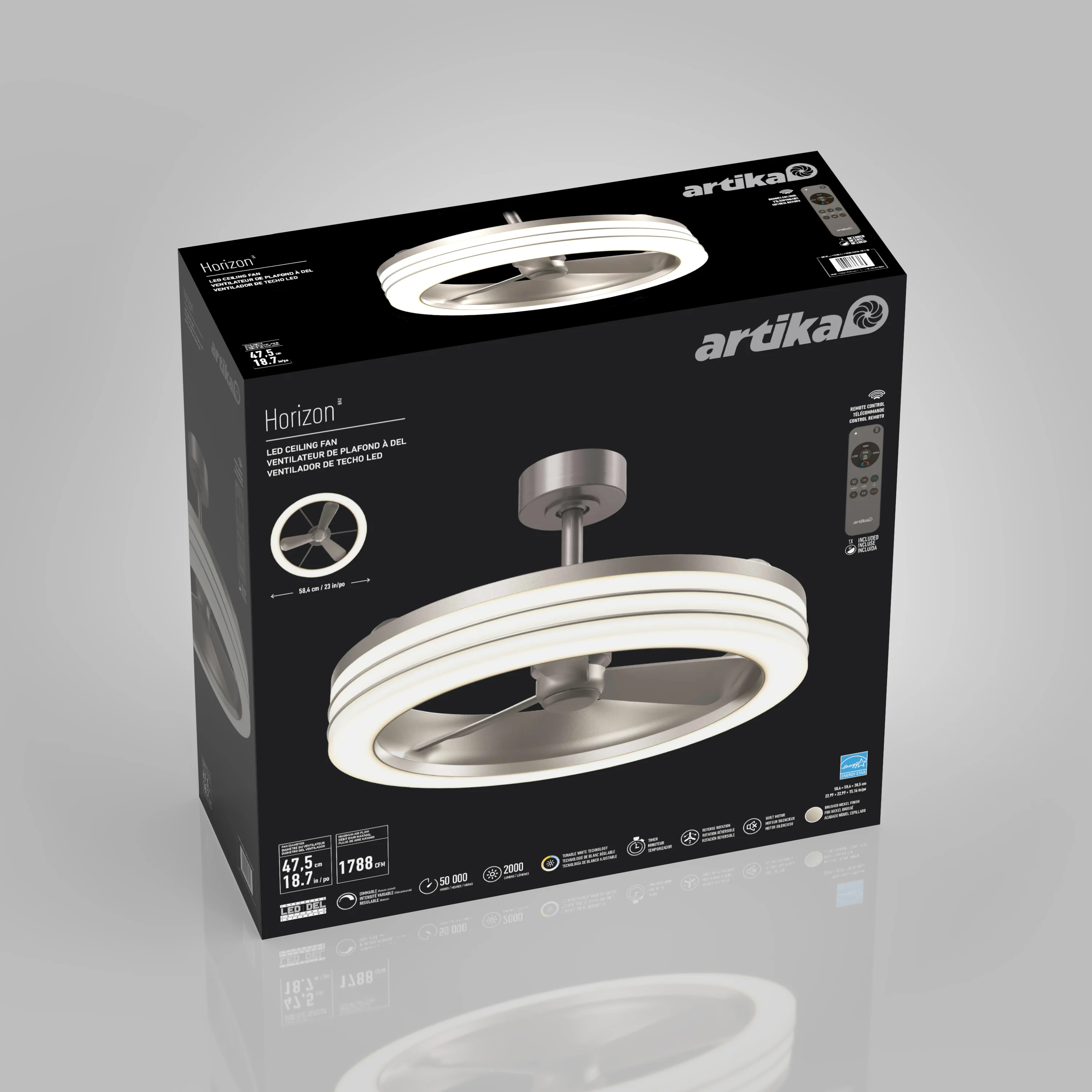 Horizon 23 in. LED modern ceiling fan 3 speeds - with remote - Image 12