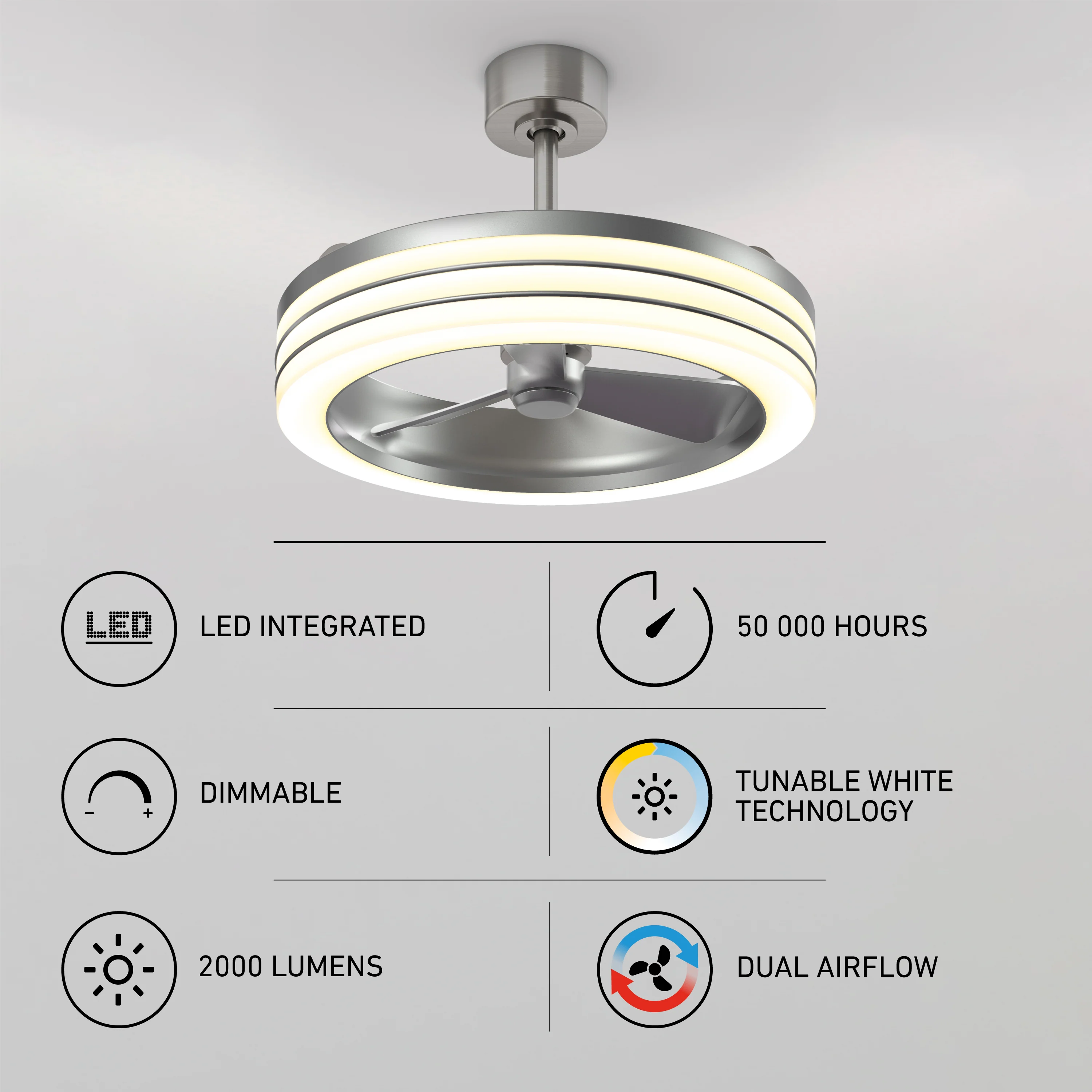 Horizon 23 in. LED modern ceiling fan 3 speeds - with remote - Image 8