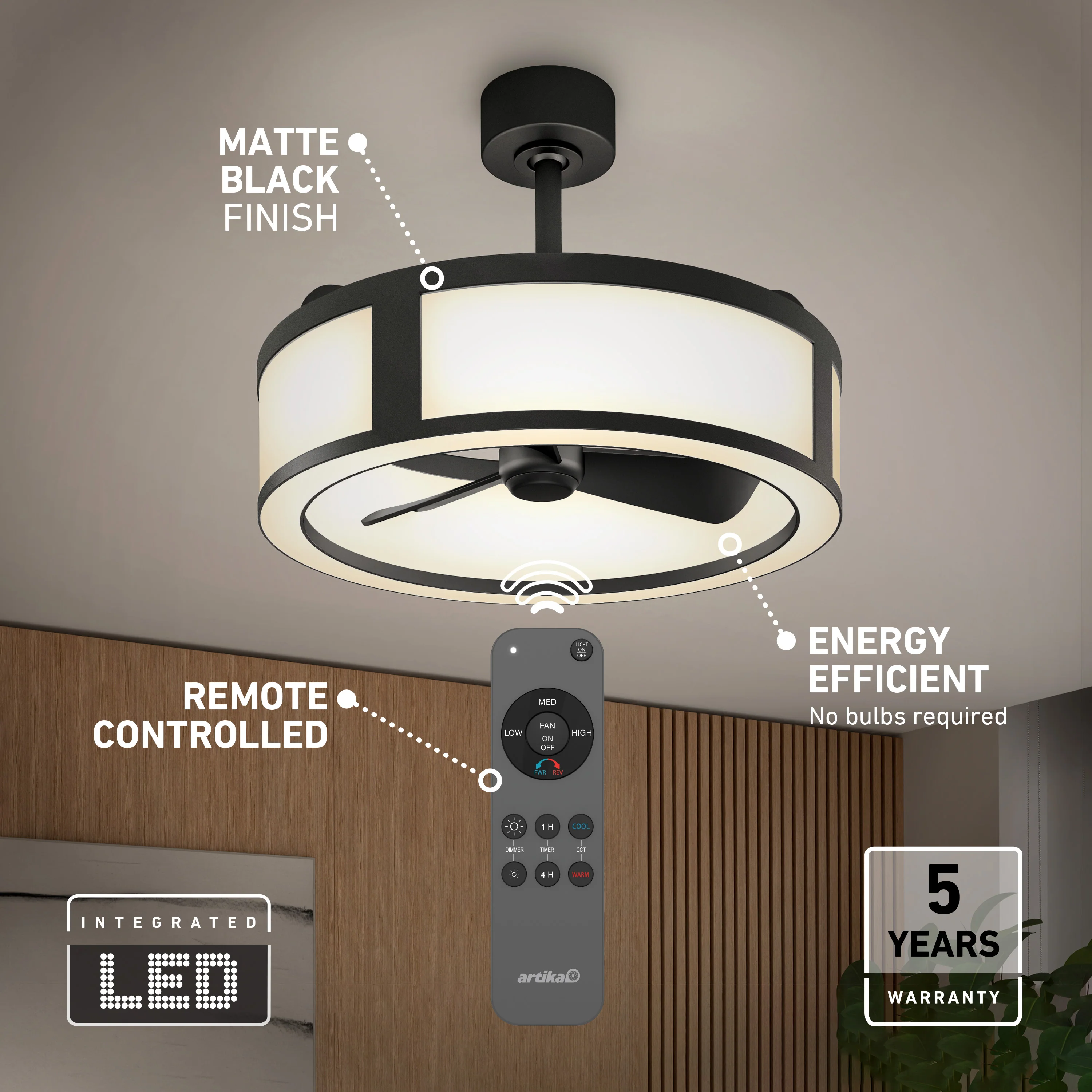 Huxley 23 in. LED modern ceiling fan 3 speeds - Image 6