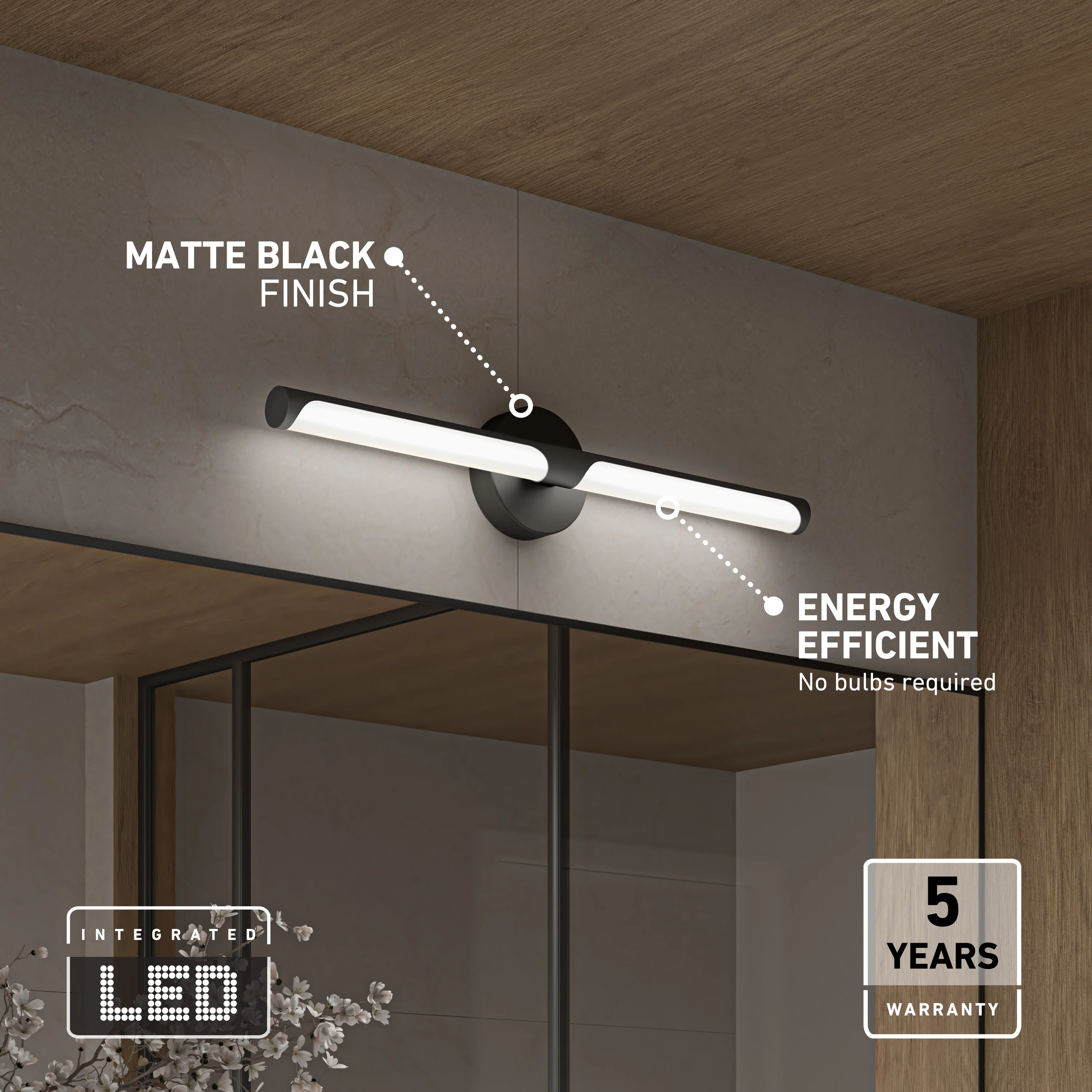 Ilona LED bathroom vanity light 5 CCT black - Image 8