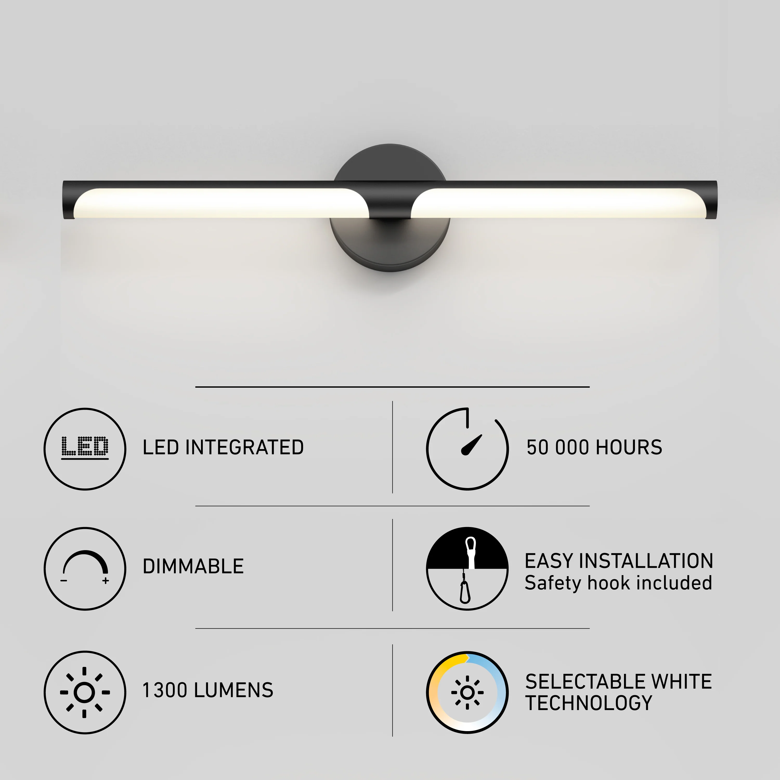 Ilona LED bathroom vanity light 5 CCT black - Image 9