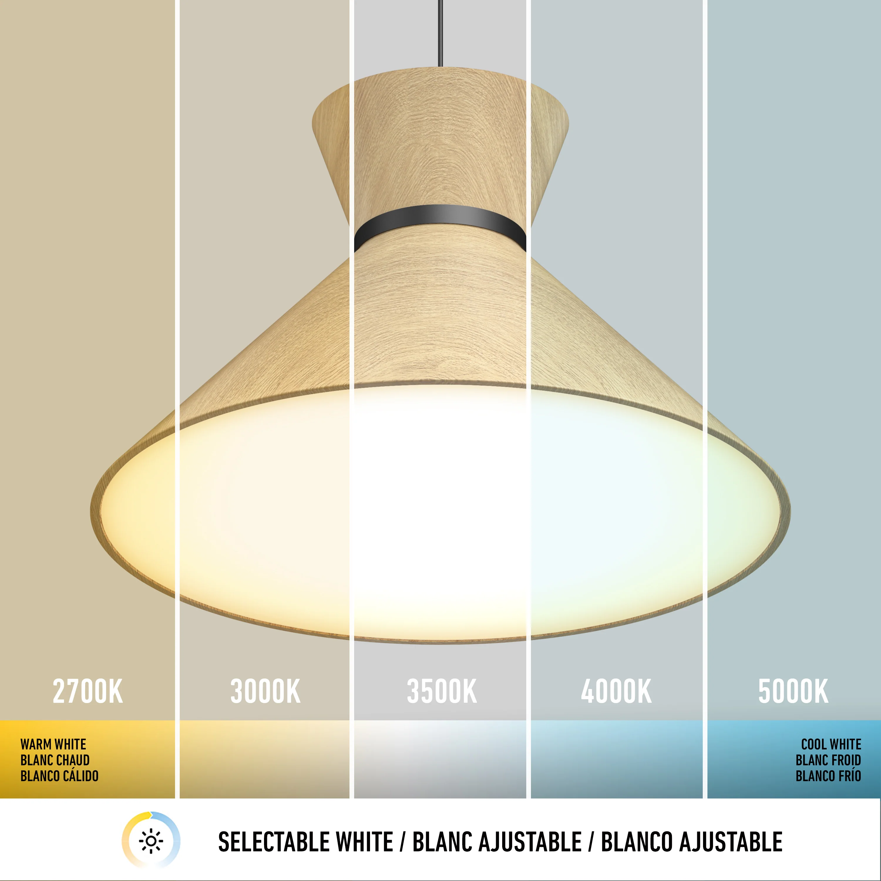 Inoa LED pendant light 5 CCT black and wood - Image 11