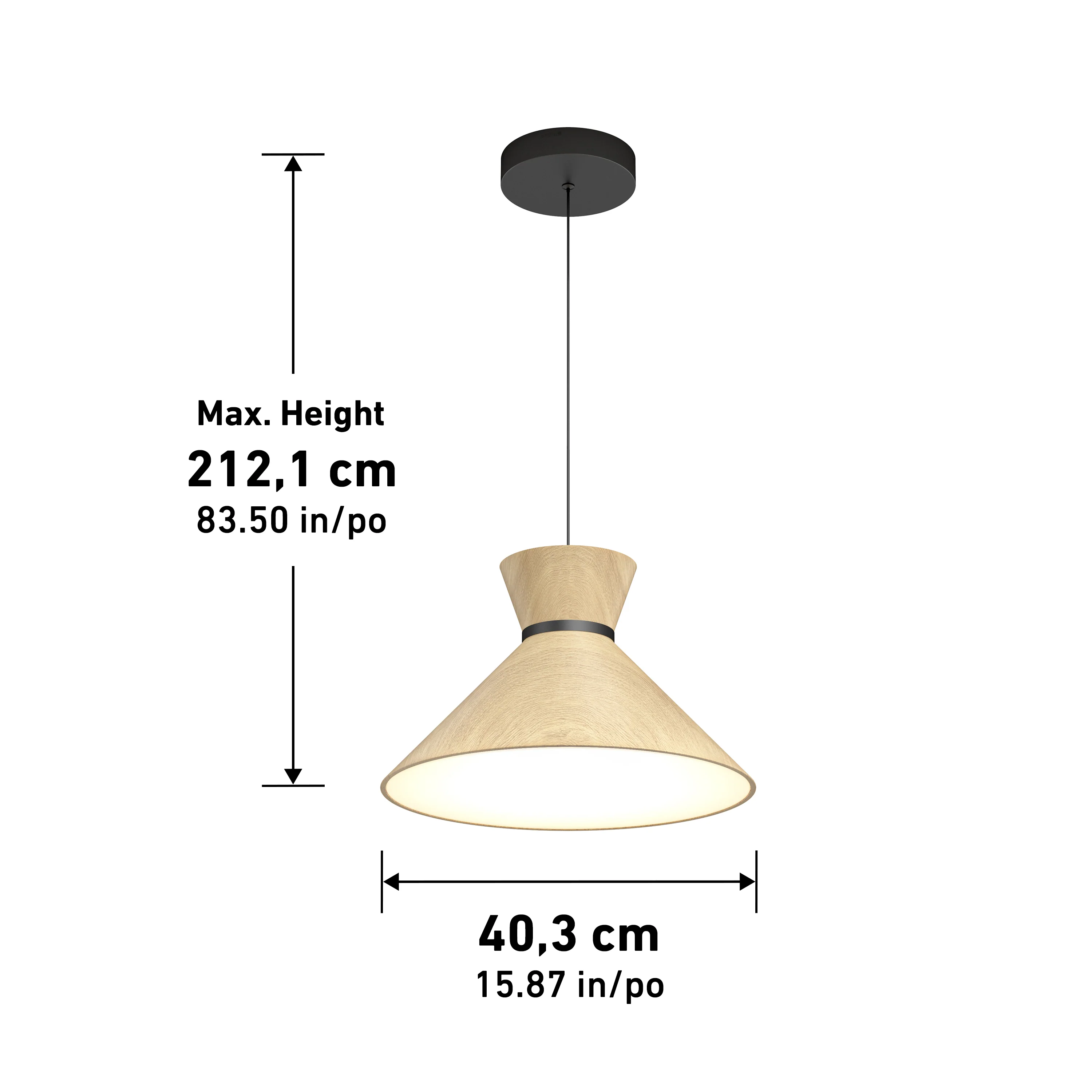 Inoa LED pendant light 5 CCT black and wood - Image 15