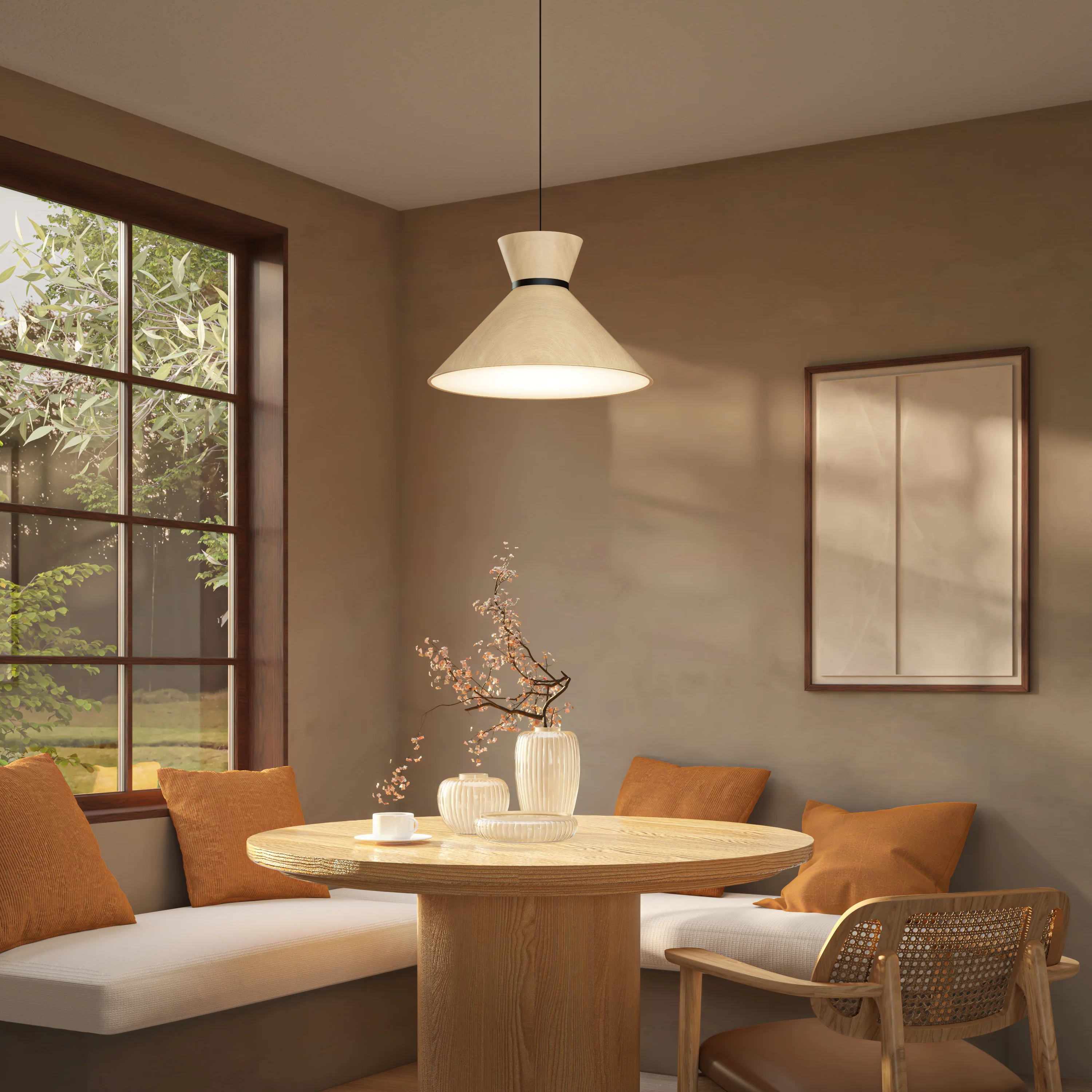 Inoa LED pendant light 5 CCT black and wood - Image 2