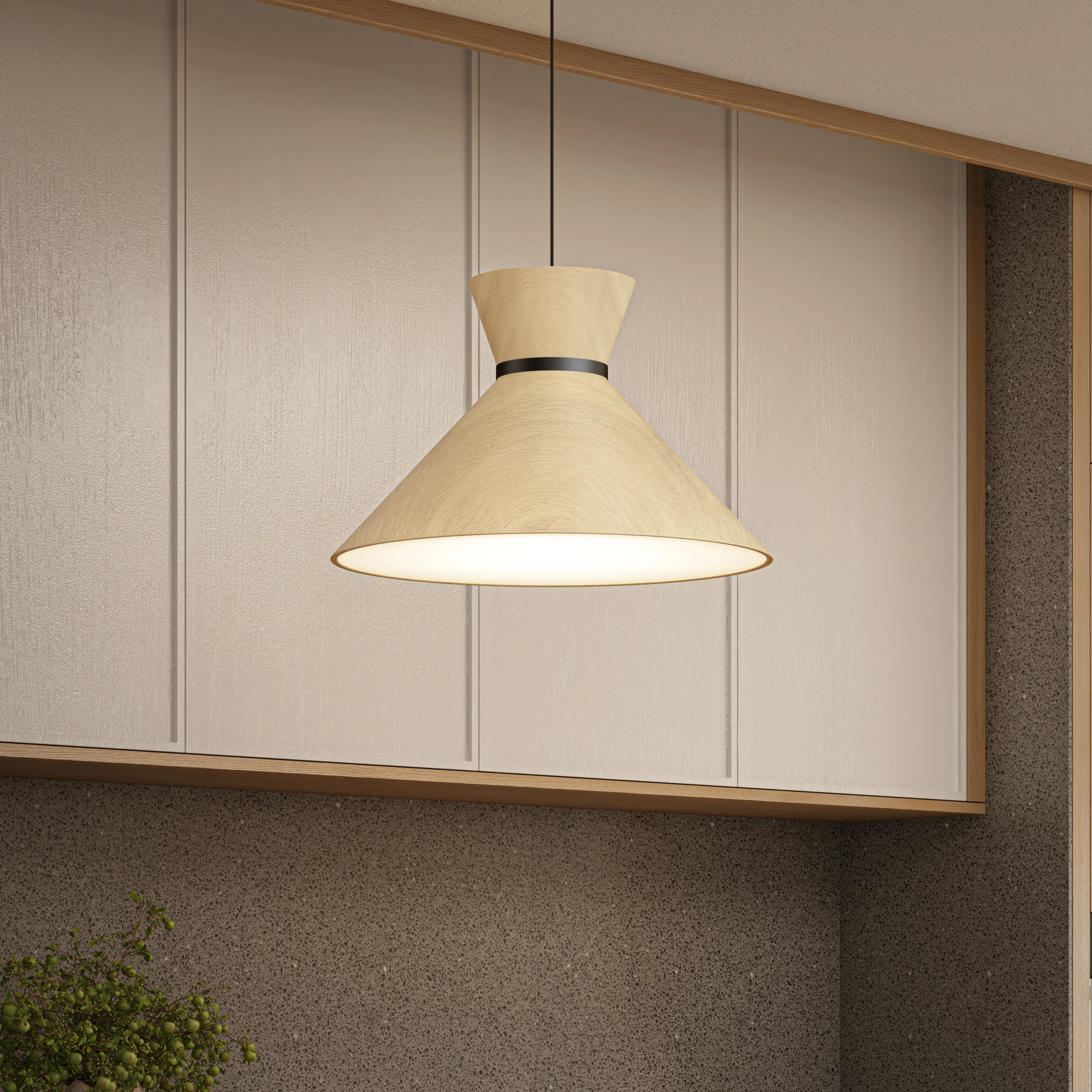 Inoa LED pendant light 5 CCT black and wood - Image 7