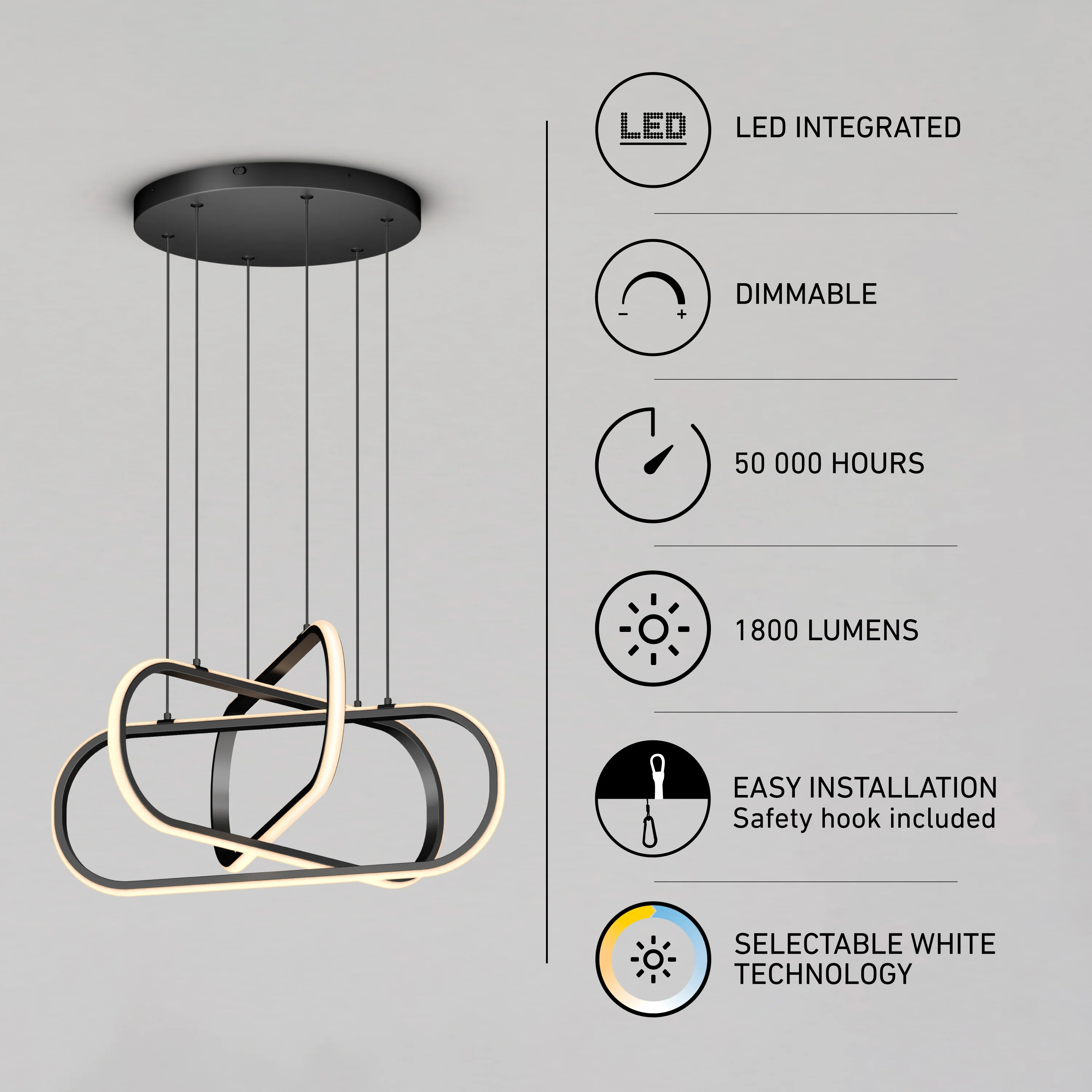 Lewis modern LED pendant light 3 CCT - Image 10