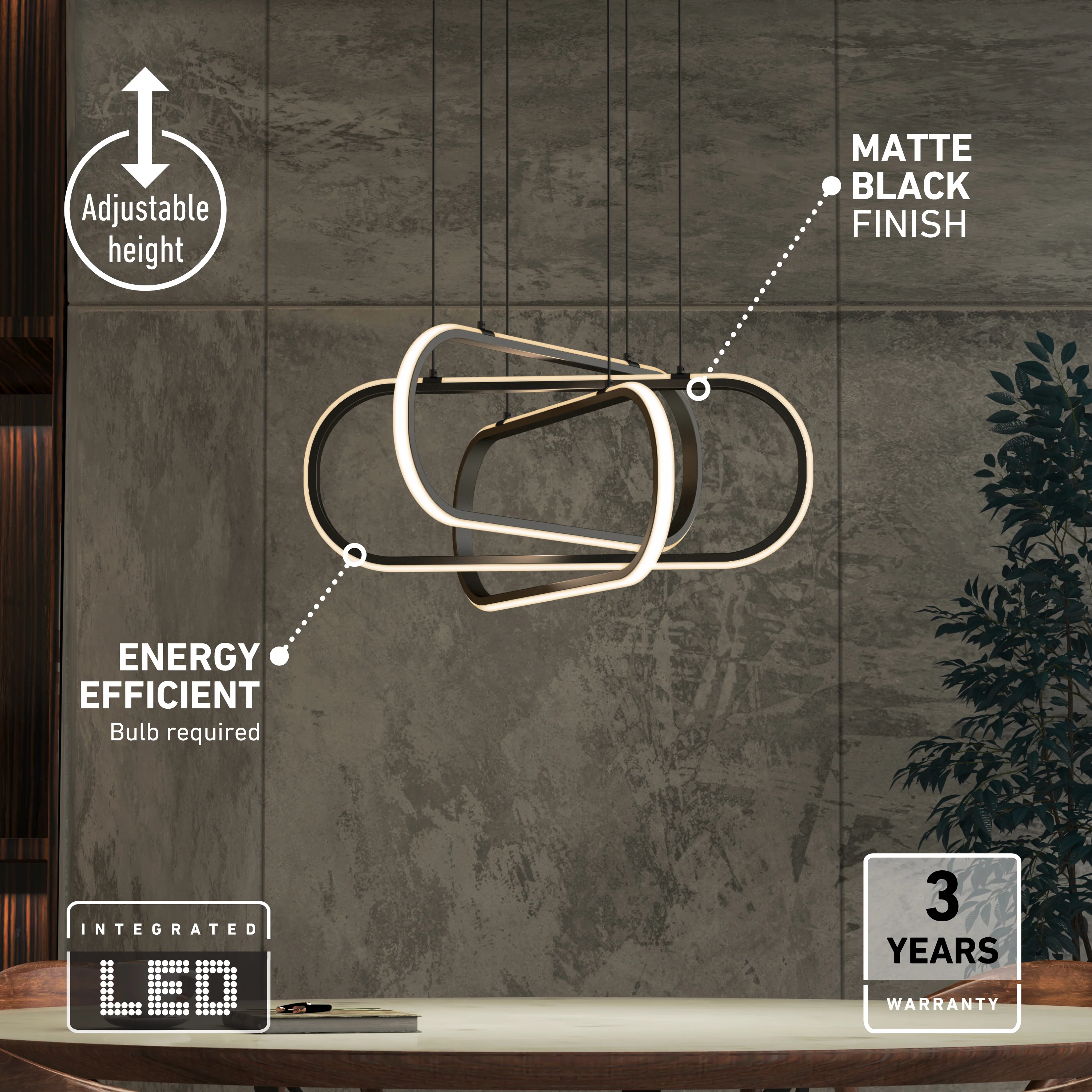 Lewis modern LED pendant light 3 CCT - Image 11