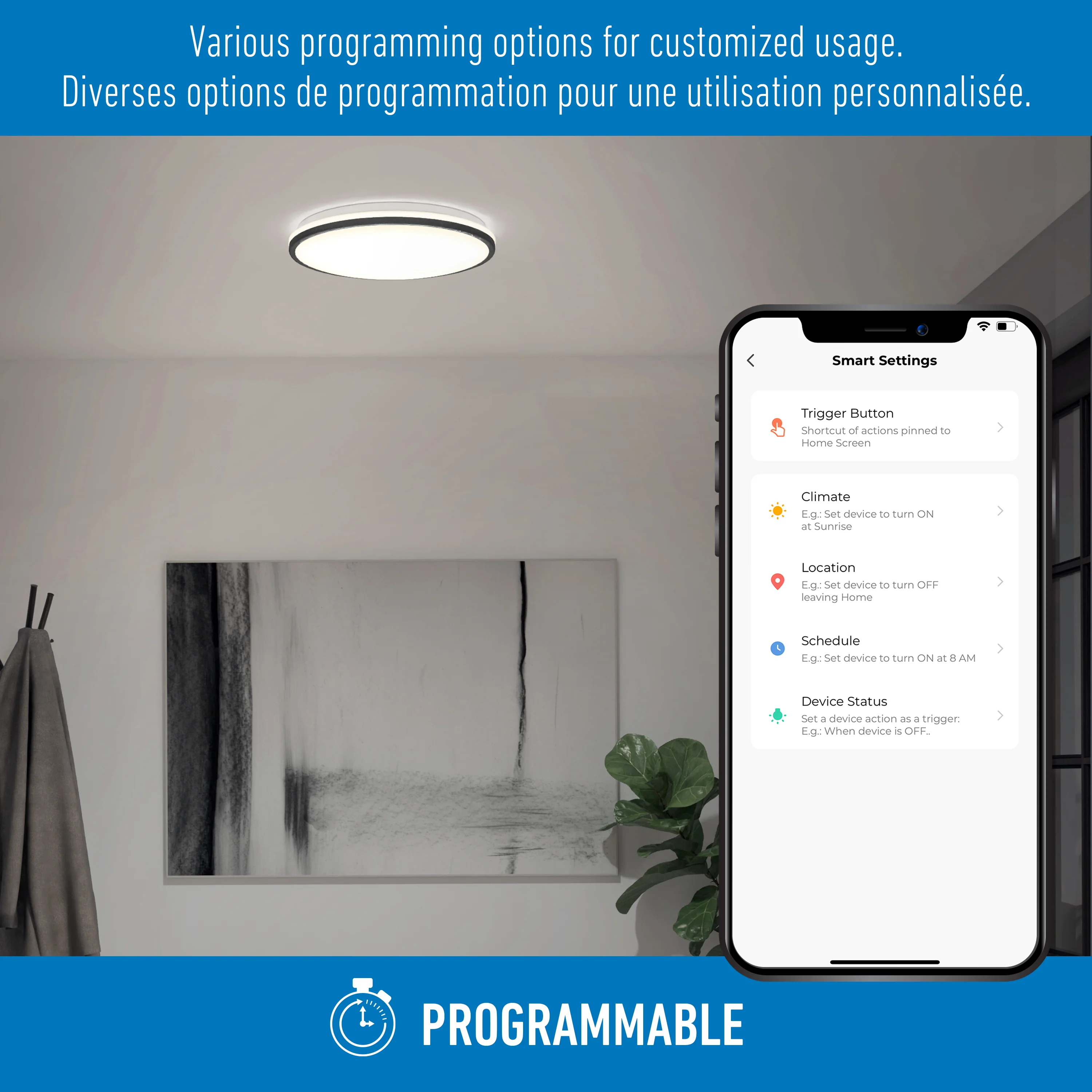 Macy 15 in. LED modern flush mount light RGB Wifi - Image 10