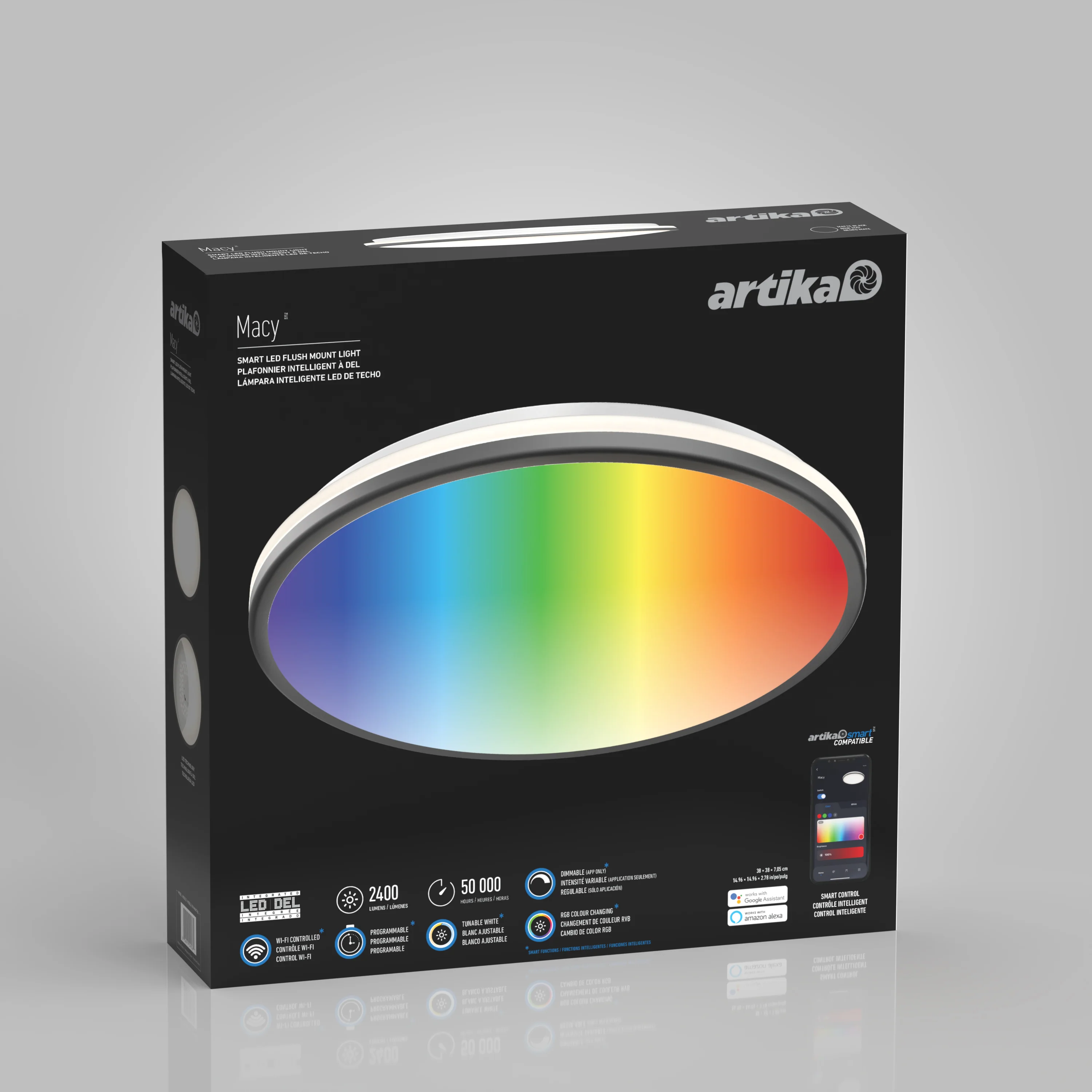 Macy 15 in. LED modern flush mount light RGB Wifi - Image 14
