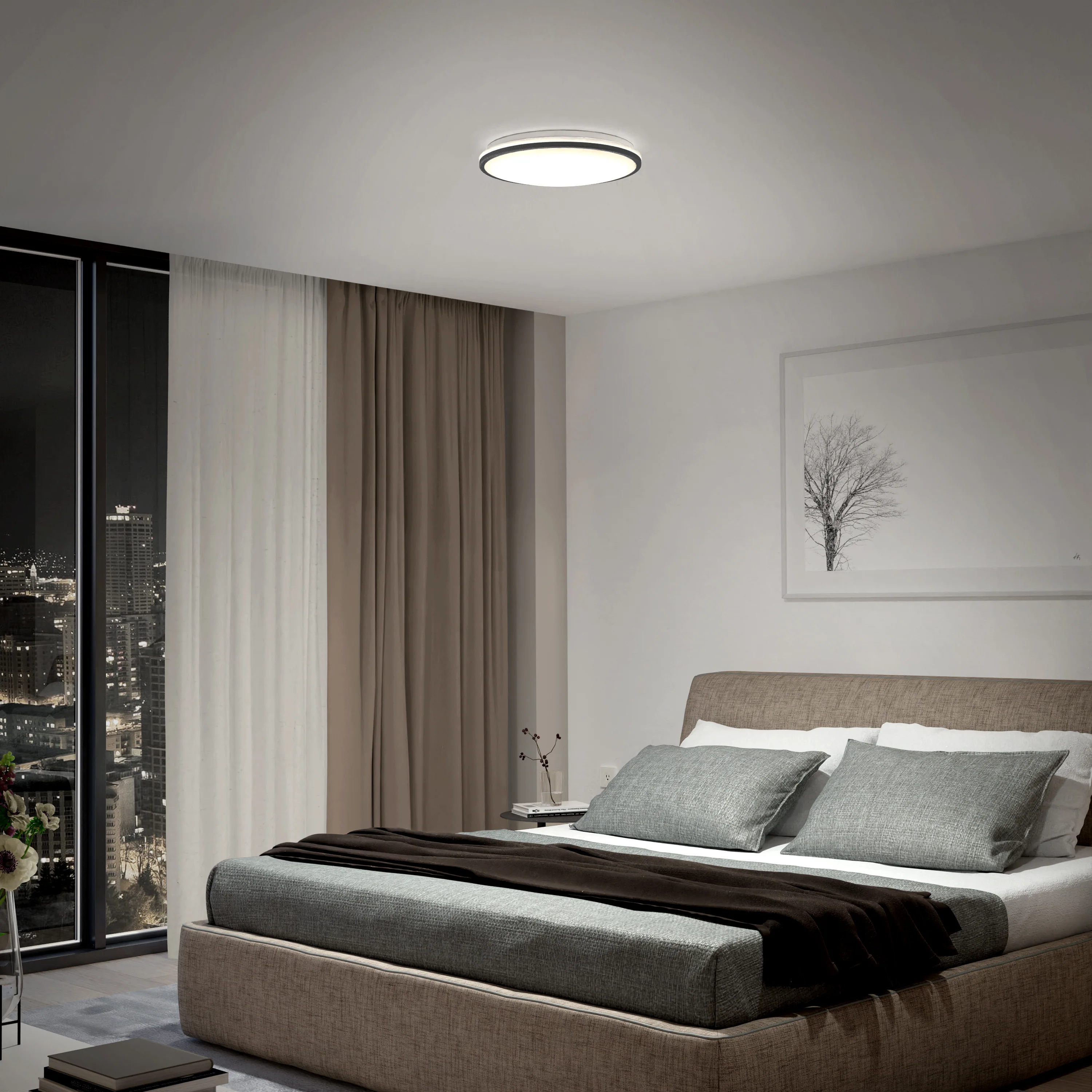 Macy 15 in. LED modern flush mount light RGB Wifi - Image 2