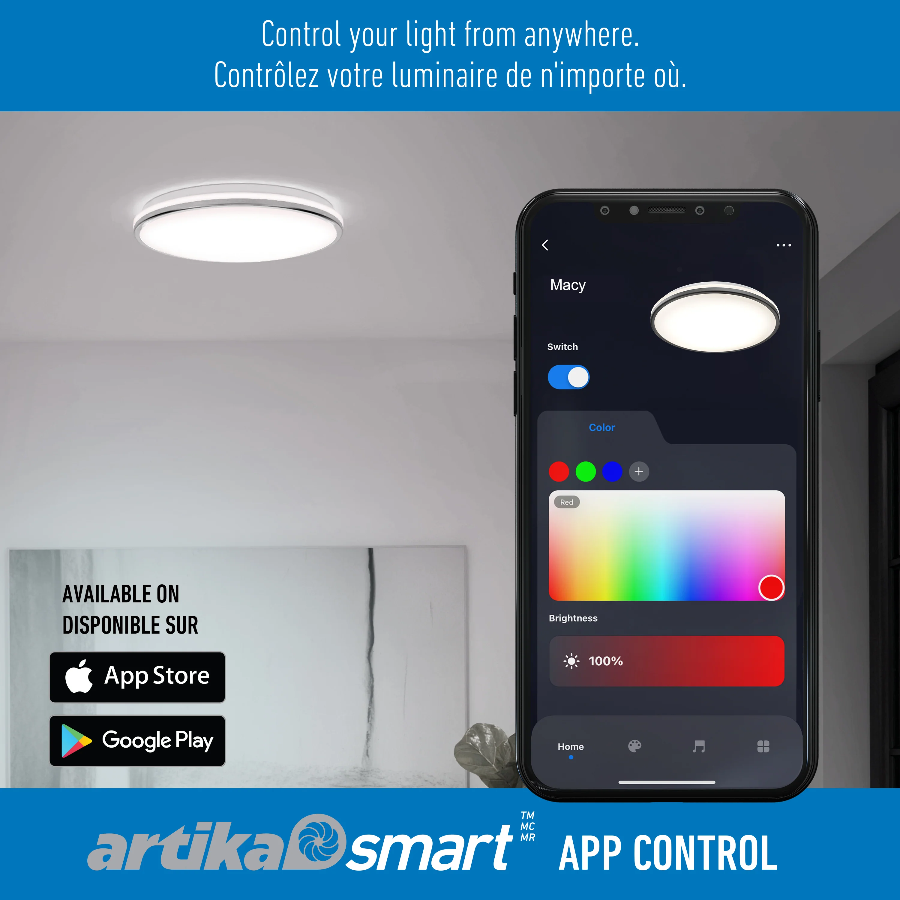 Macy 15 in. LED modern flush mount light RGB Wifi - Image 24