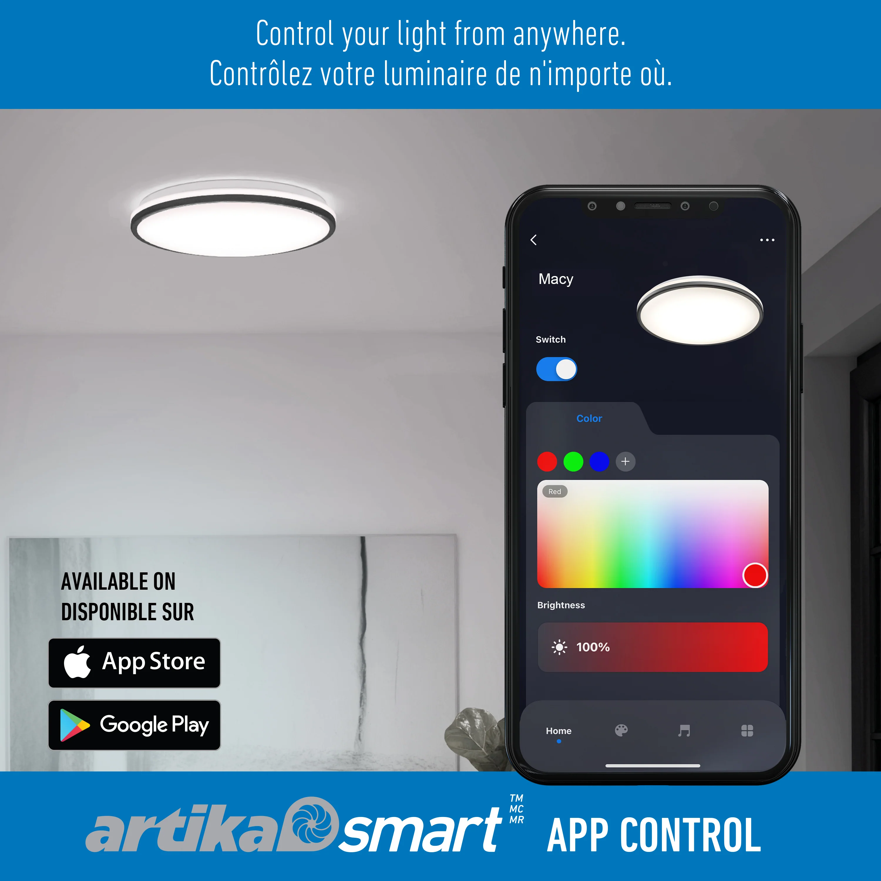 Macy 15 in. LED modern flush mount light RGB Wifi - Image 6