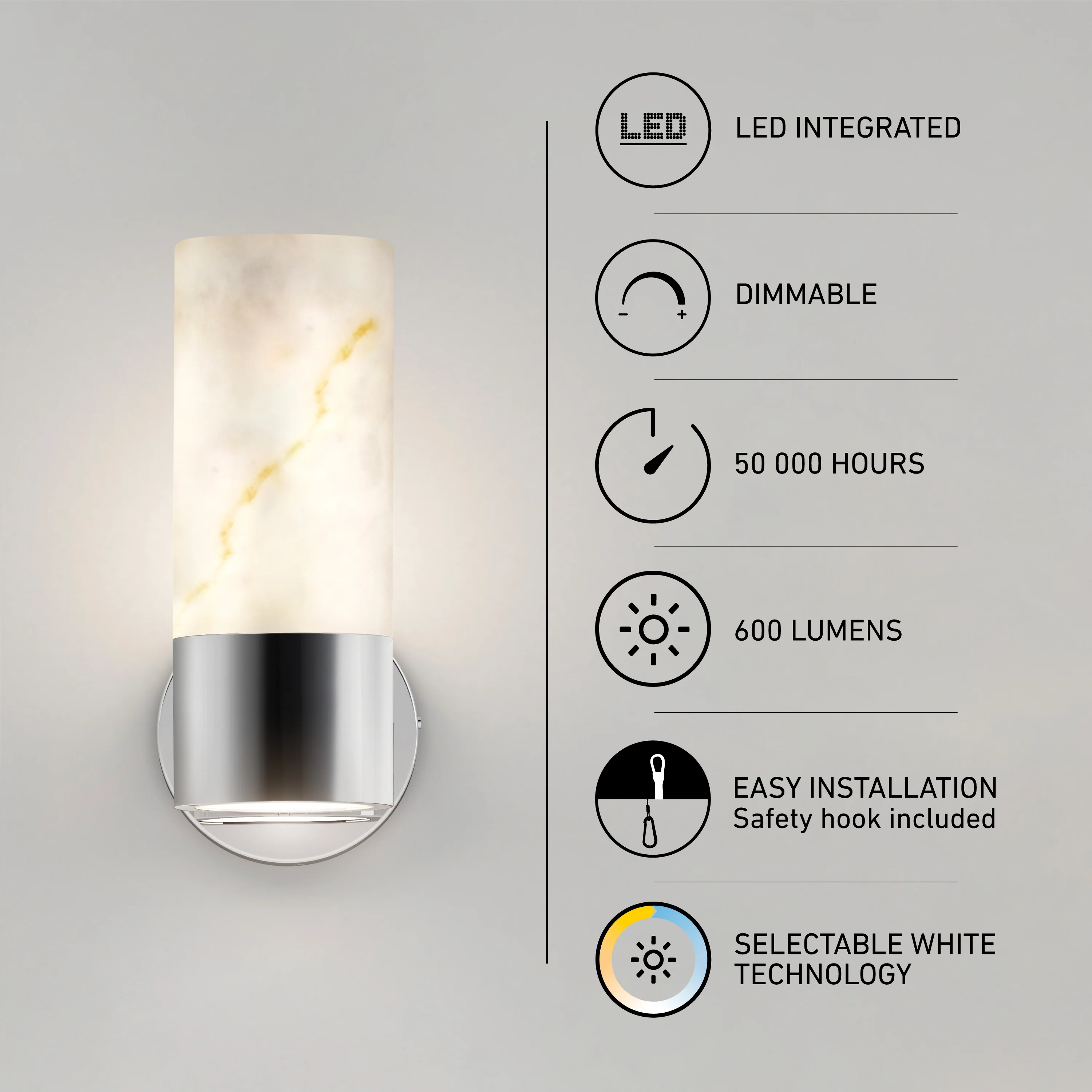 Marble LED contemporary sconce 5 CCT - Image 8