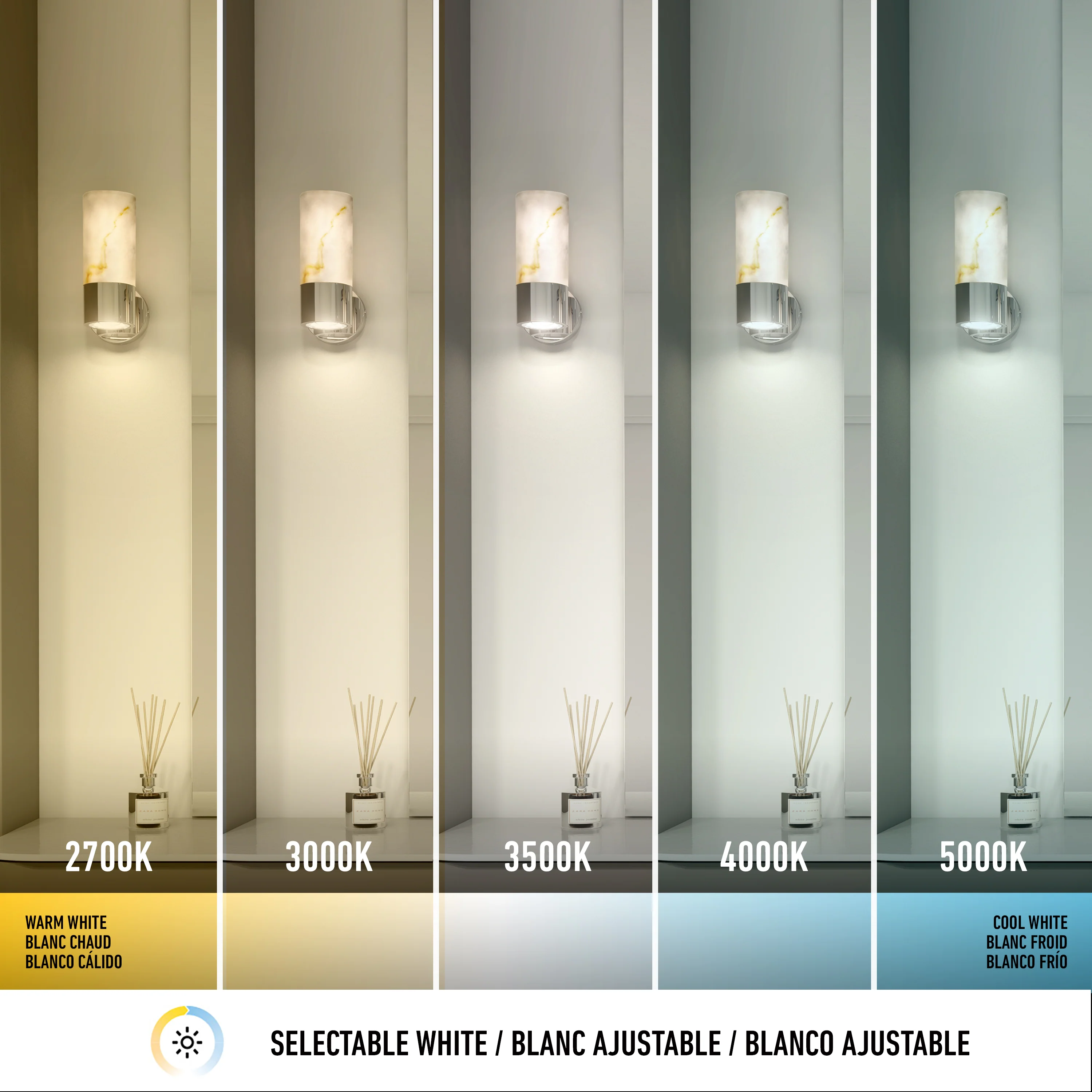 Marble LED contemporary sconce 5 CCT - Image 9