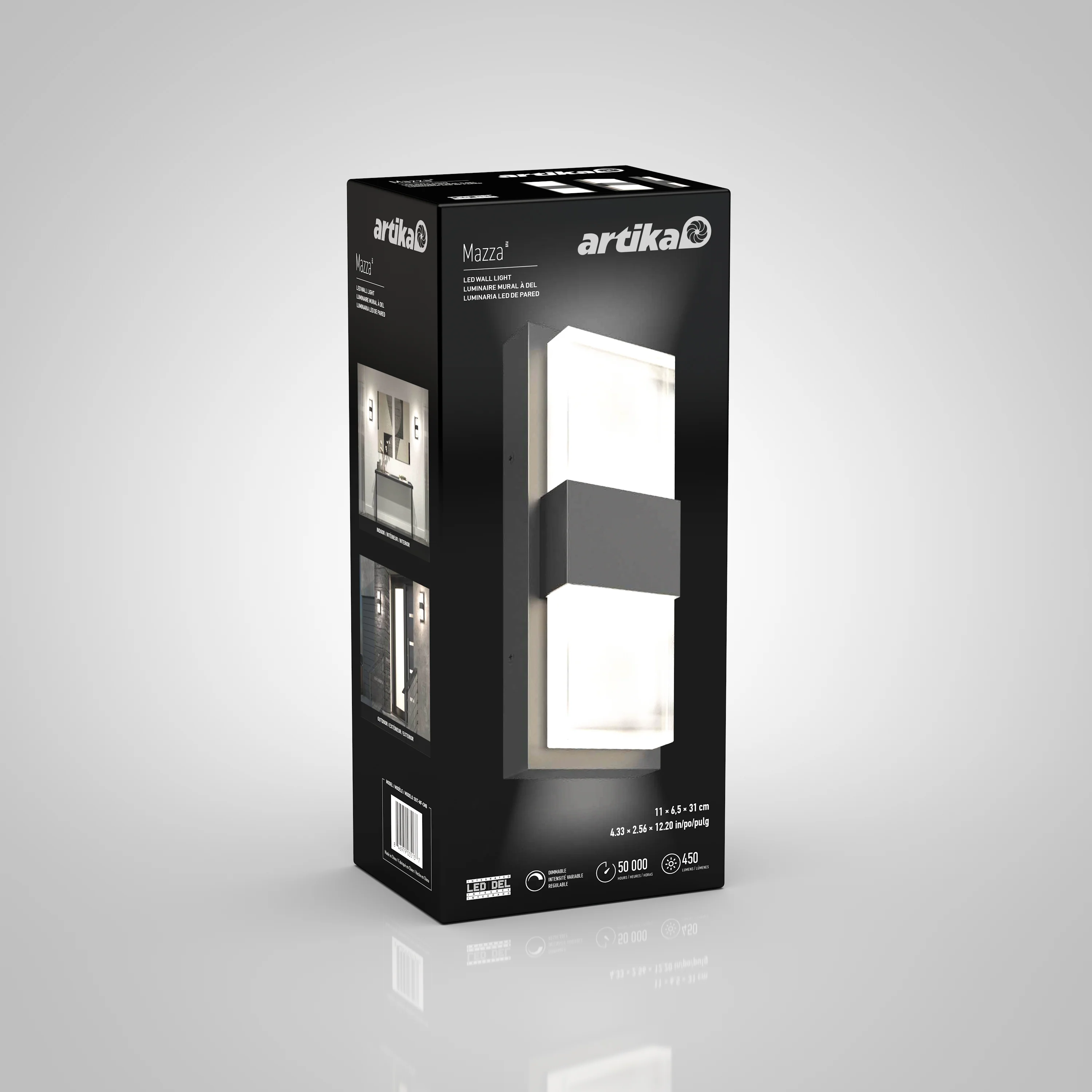 Mazza Frosted indoor-outdoor LED wall light - Image 8