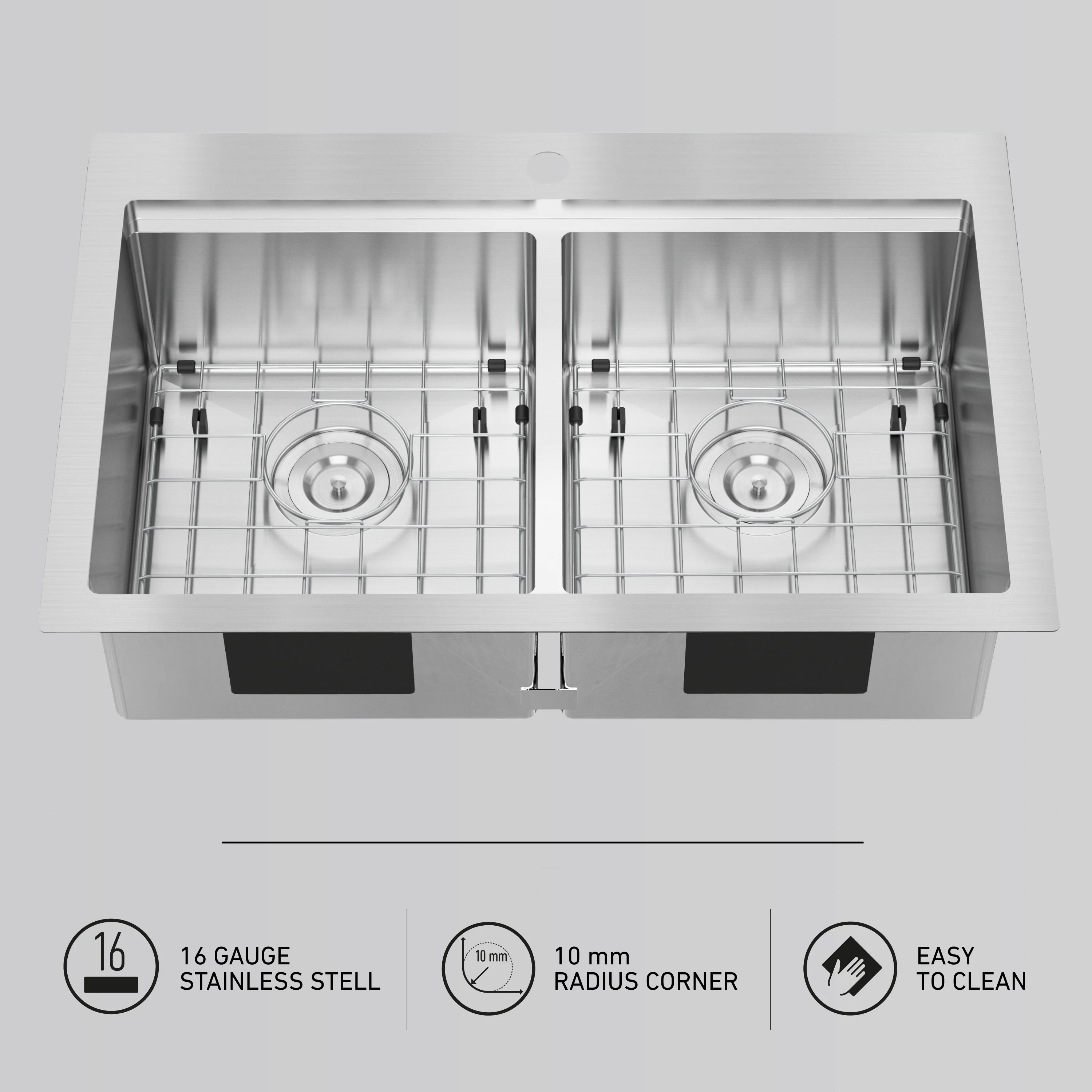 Newport twin bowl 33 in. stainless steel workstation sink - Image 16