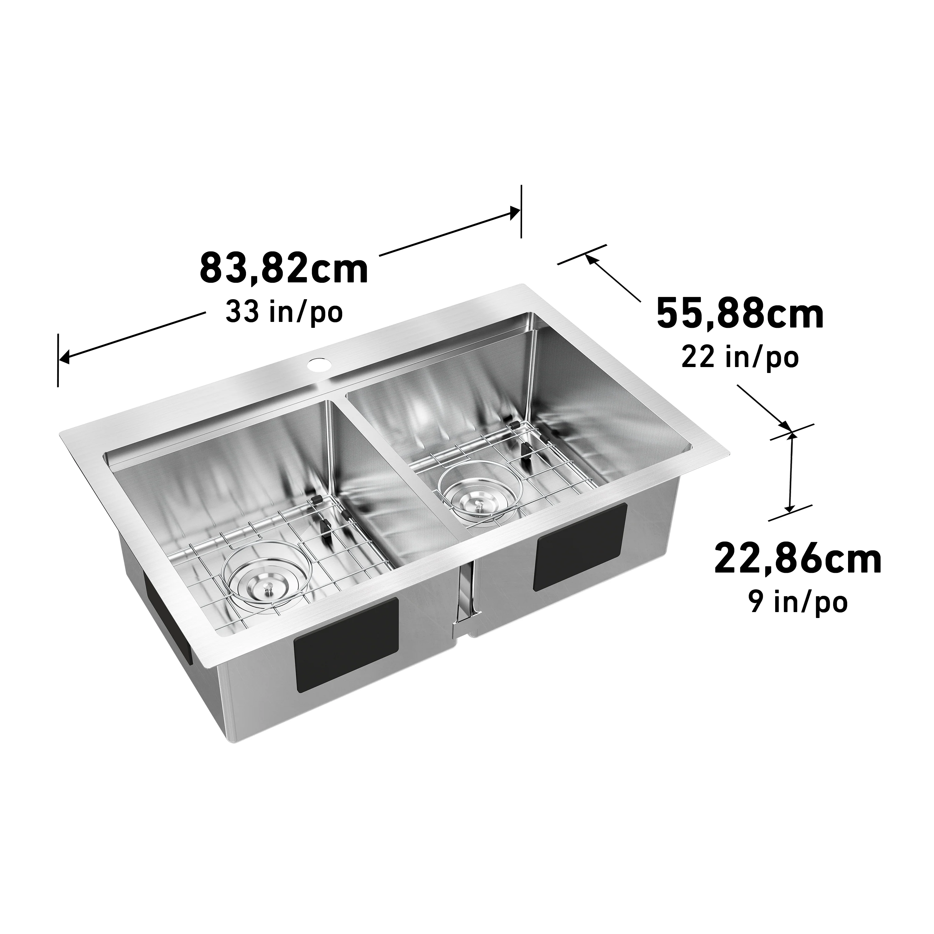 Newport twin bowl 33 in. stainless steel workstation sink - Image 19