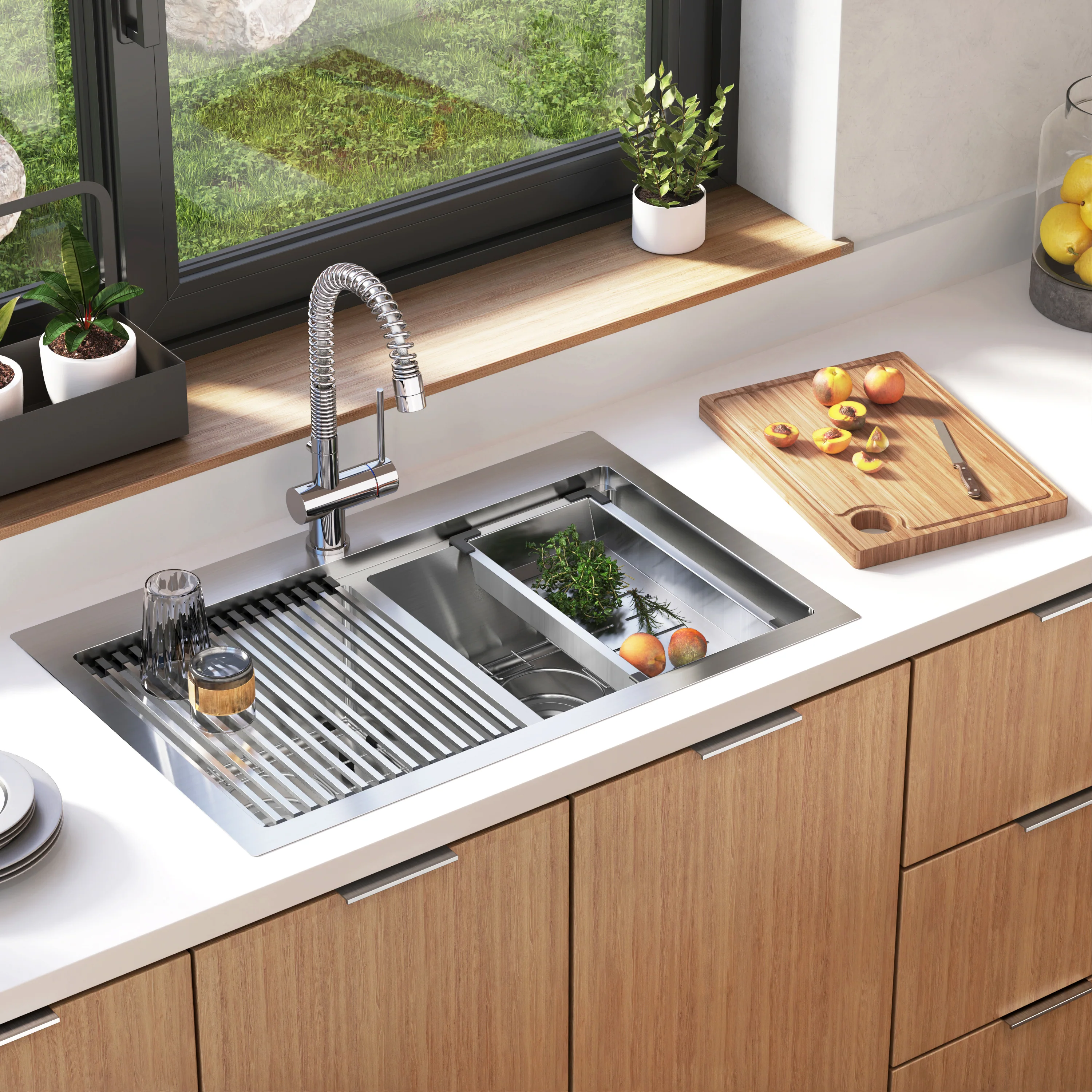 Newport twin bowl 33 in. stainless steel workstation sink - Image 2